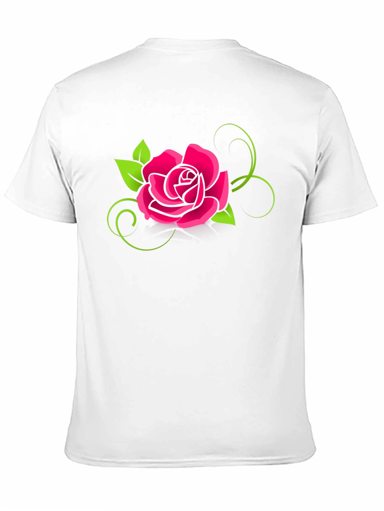 Black T-Shirt with Pink Rose Design