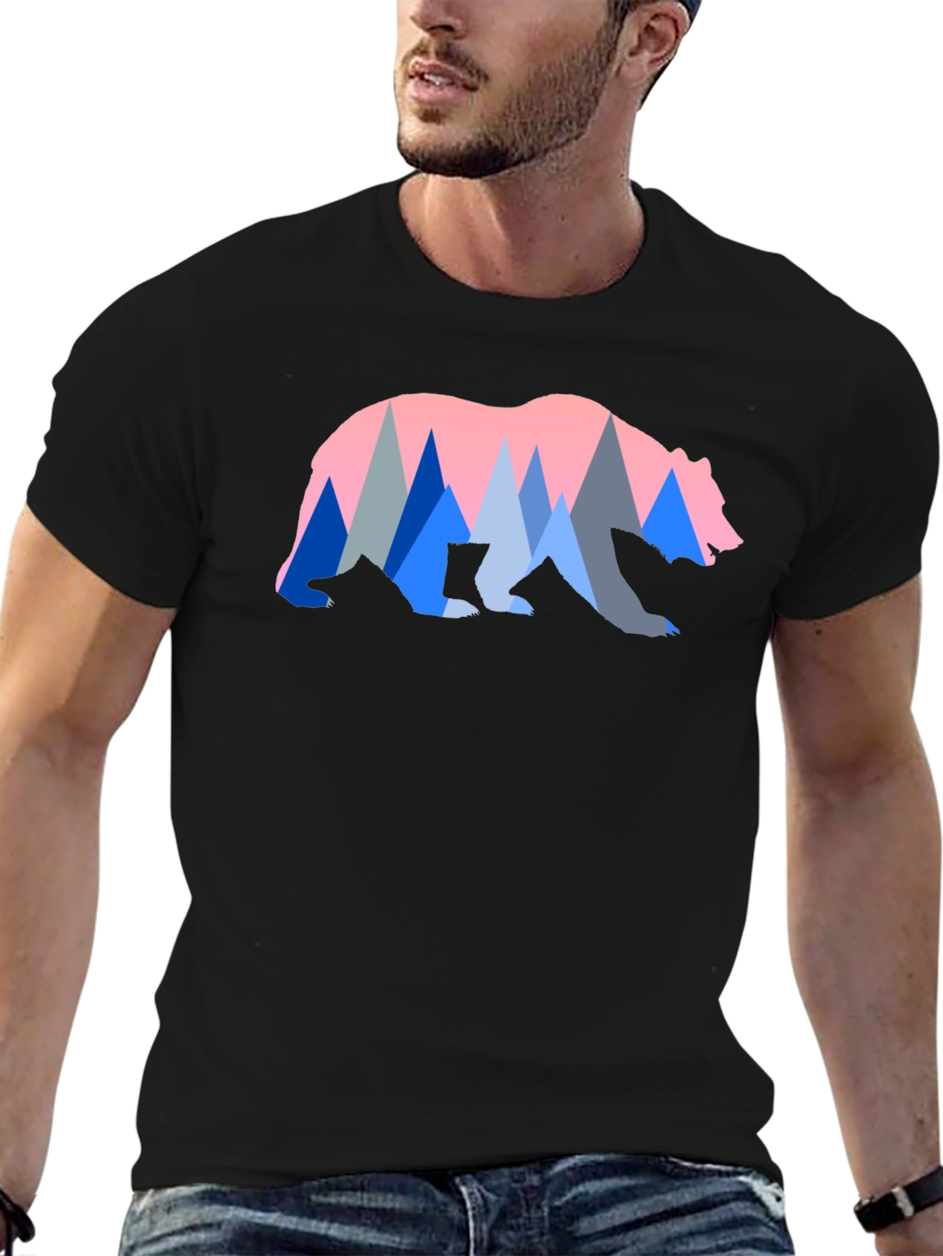 Bear & Mountain Graphic Tee - Black