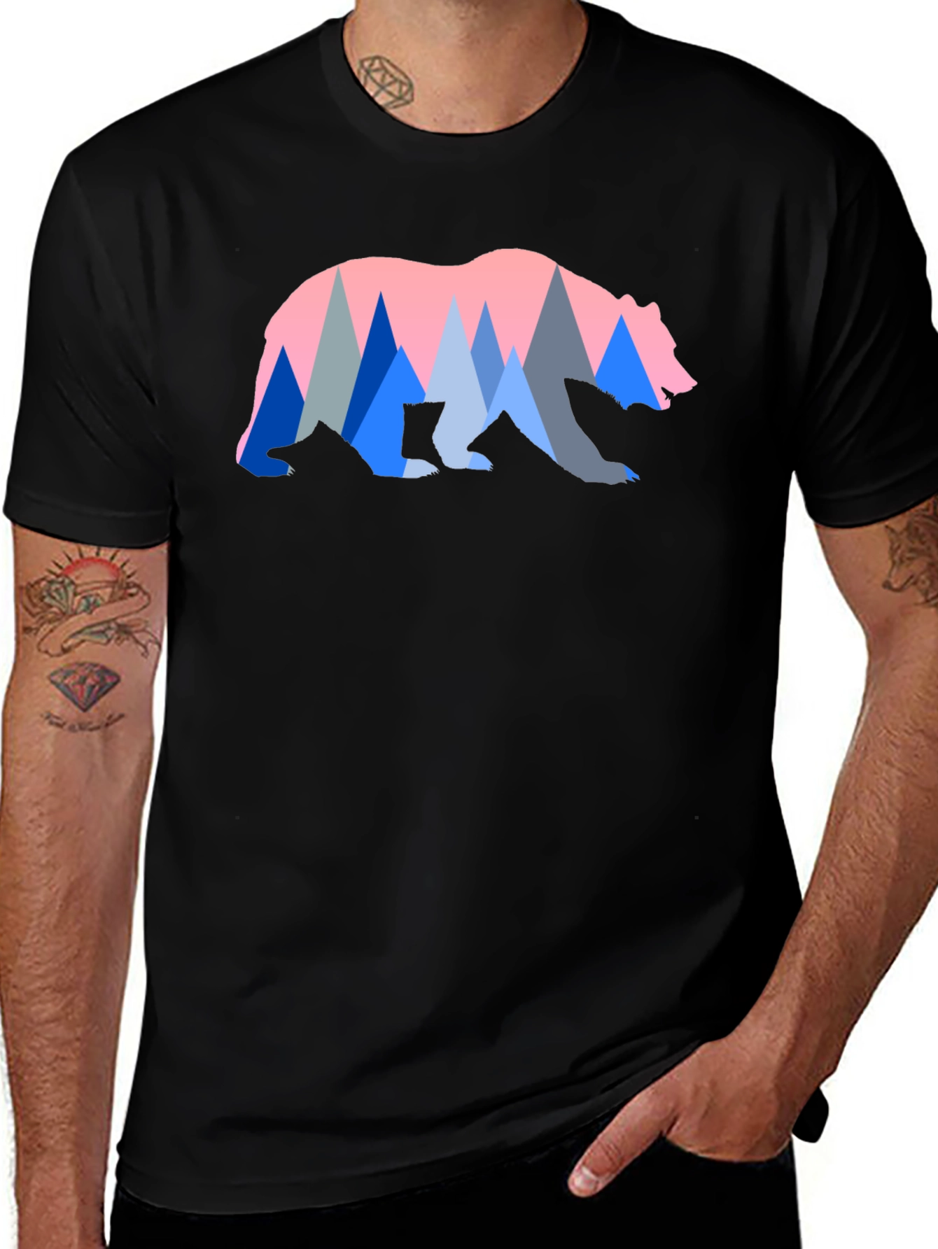 Bear & Mountain Graphic Tee - Black