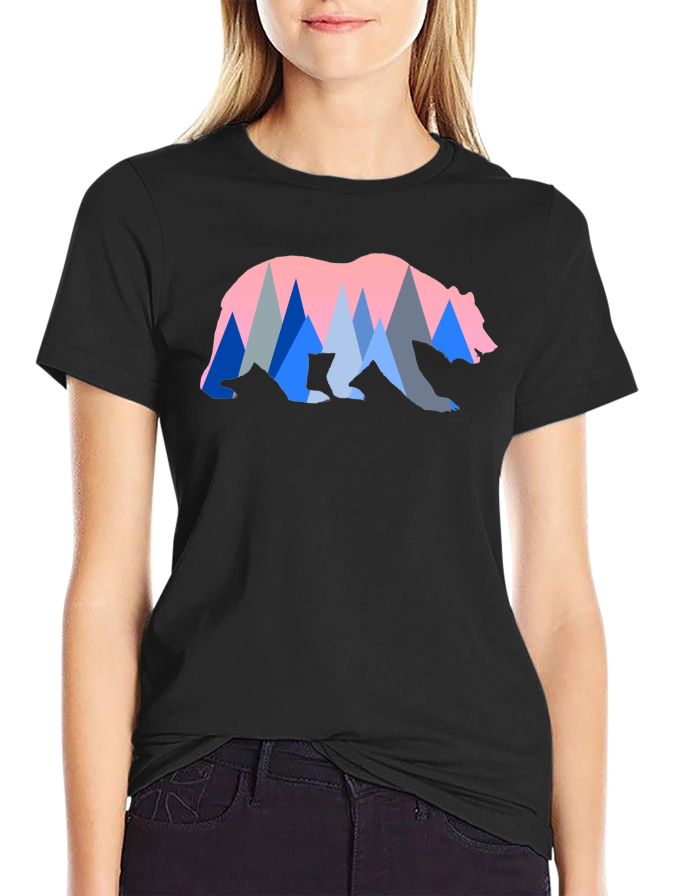 Bear & Mountain Graphic Tee - Black