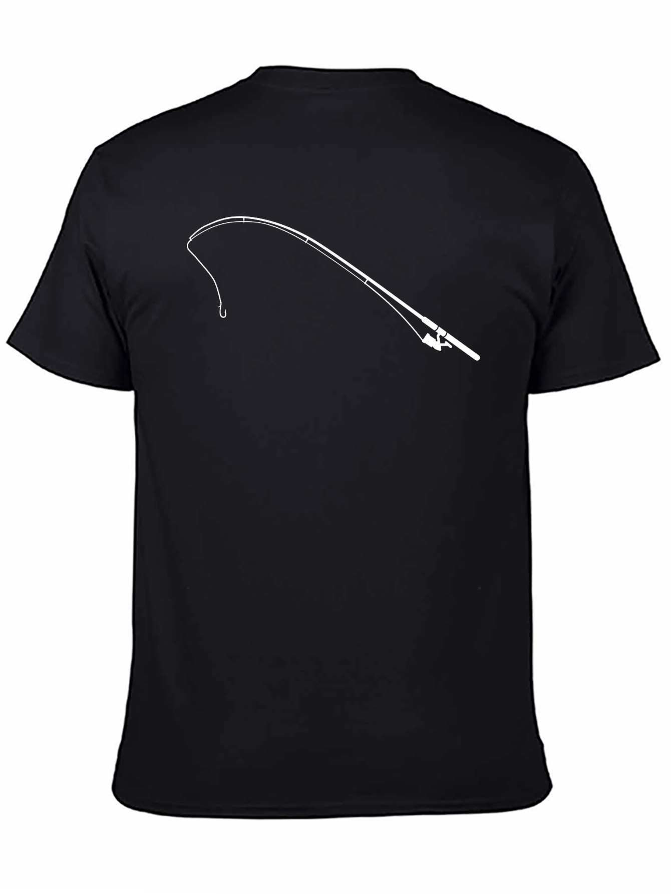 Fishing Rod Graphic Tee - Black Cotton T-Shirt