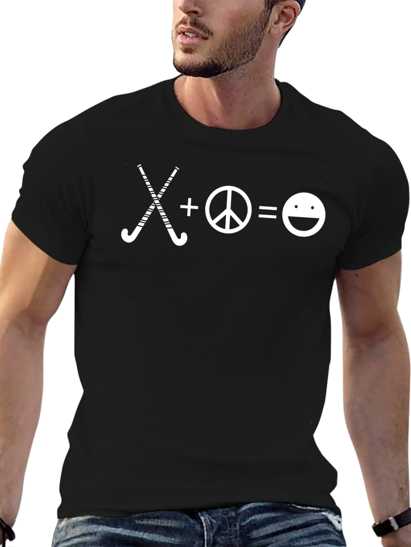 Hockey Peace Love T-Shirt - Black