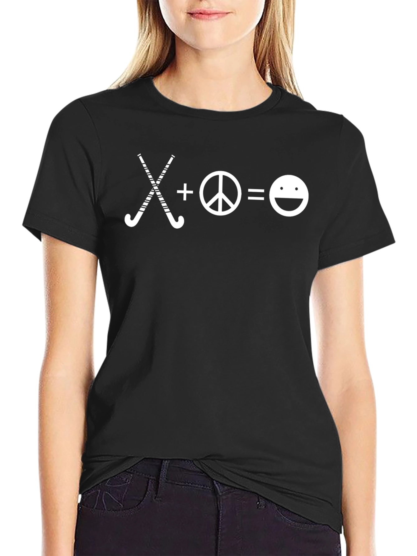 Hockey Peace Love T-Shirt - Black