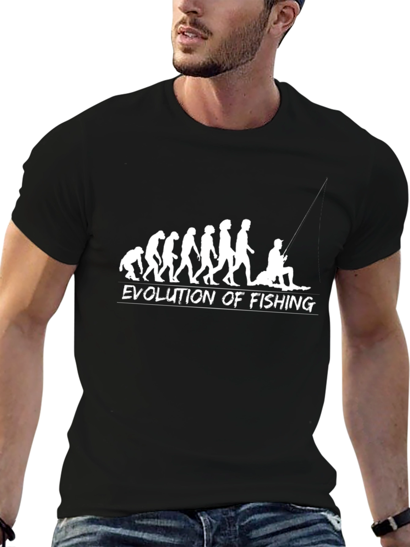 Evolution of Fishing T-Shirt - Black Cotton Tee
