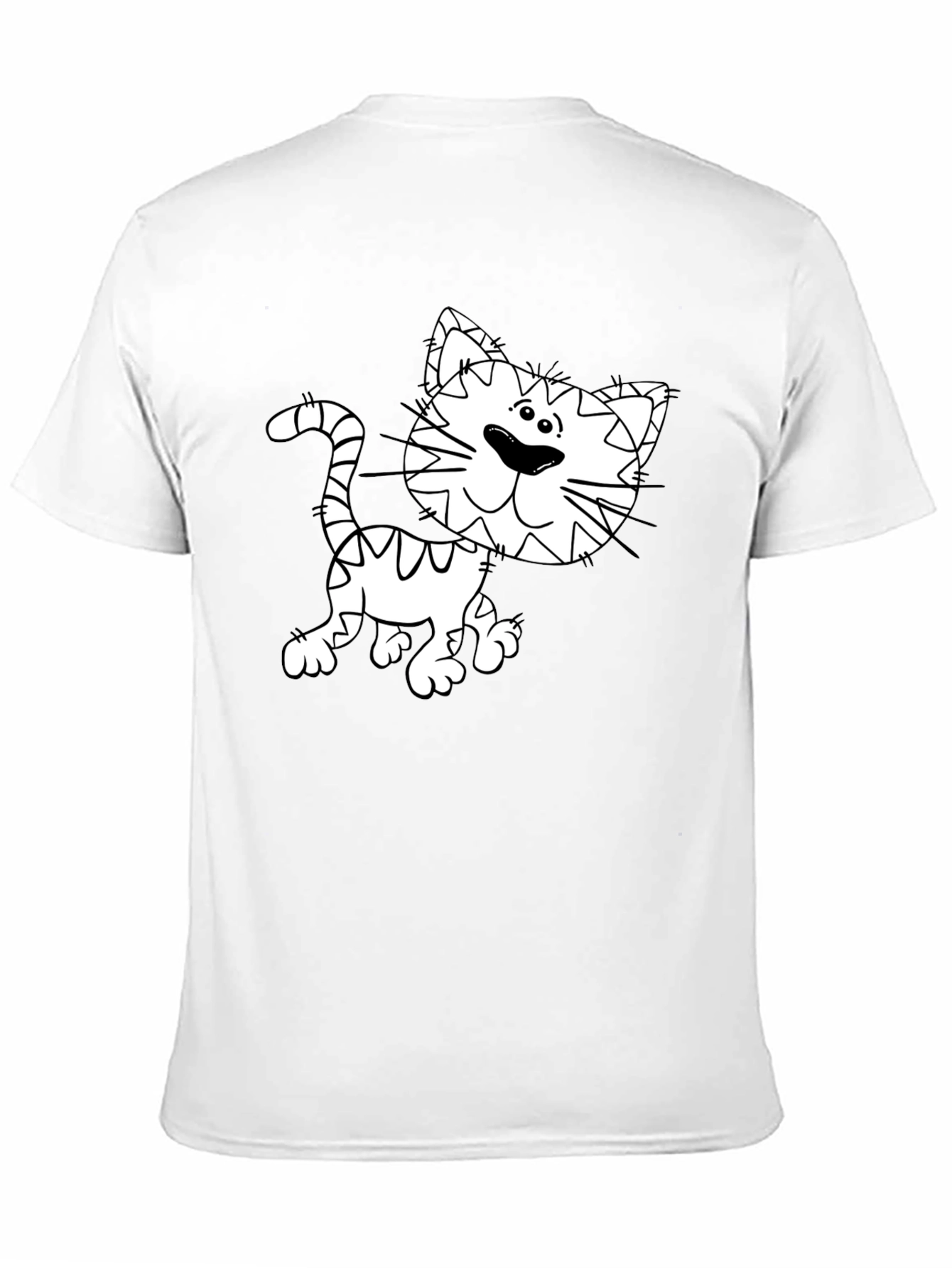 Cartoon Cat Graphic Tee - Black
