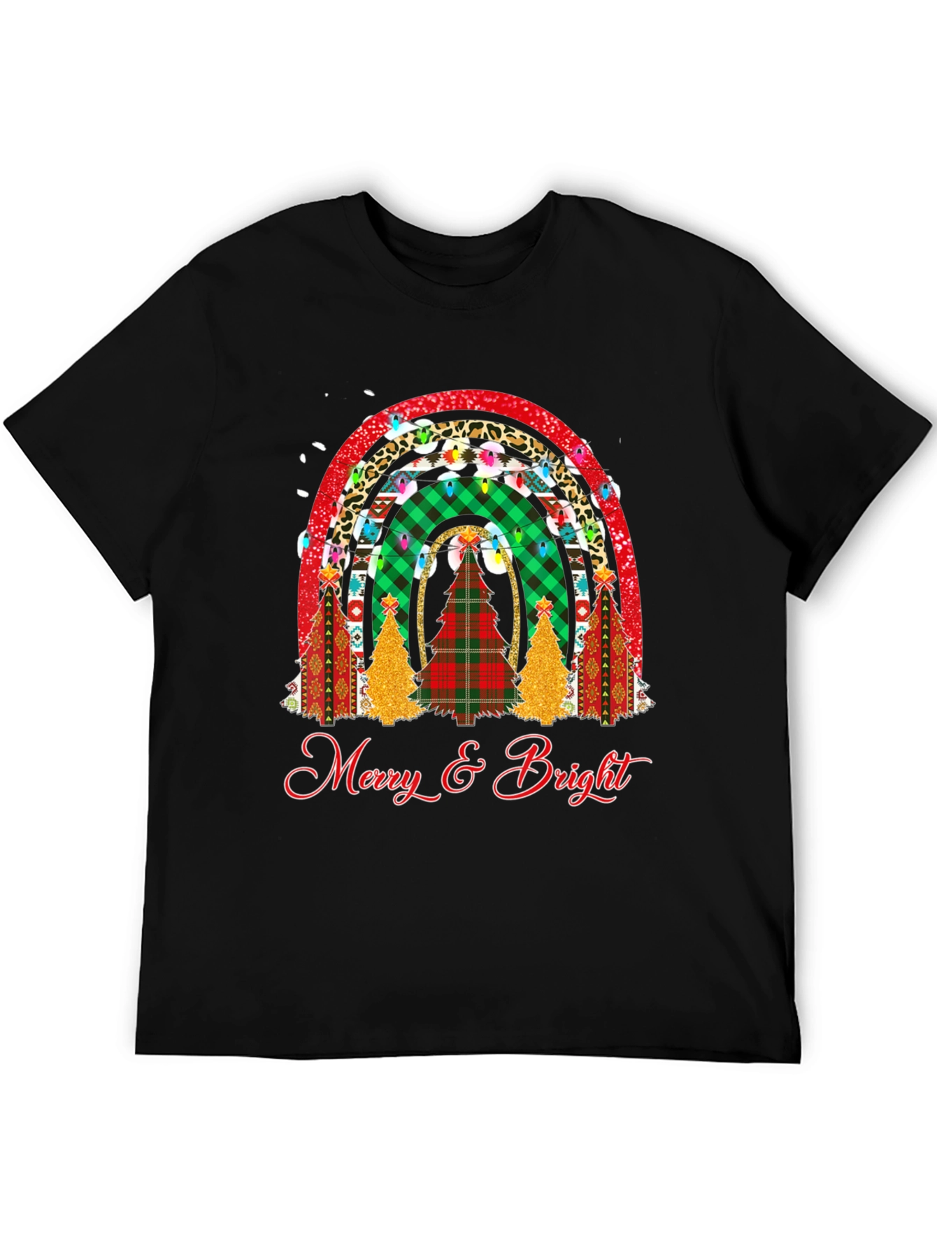 Merry & Bright Christmas Rainbow Tree T-Shirt