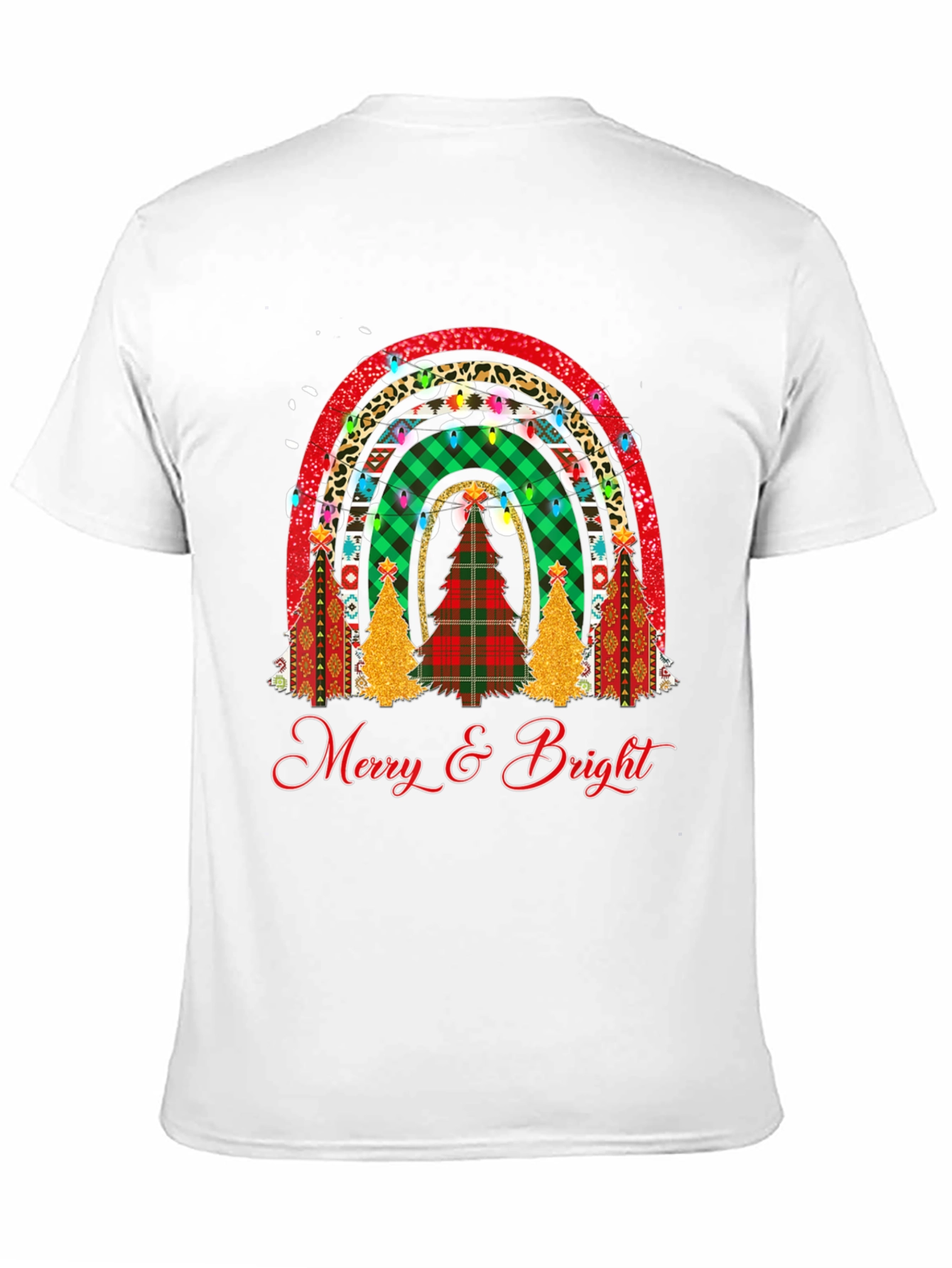 Merry & Bright Christmas Rainbow Tree T-Shirt