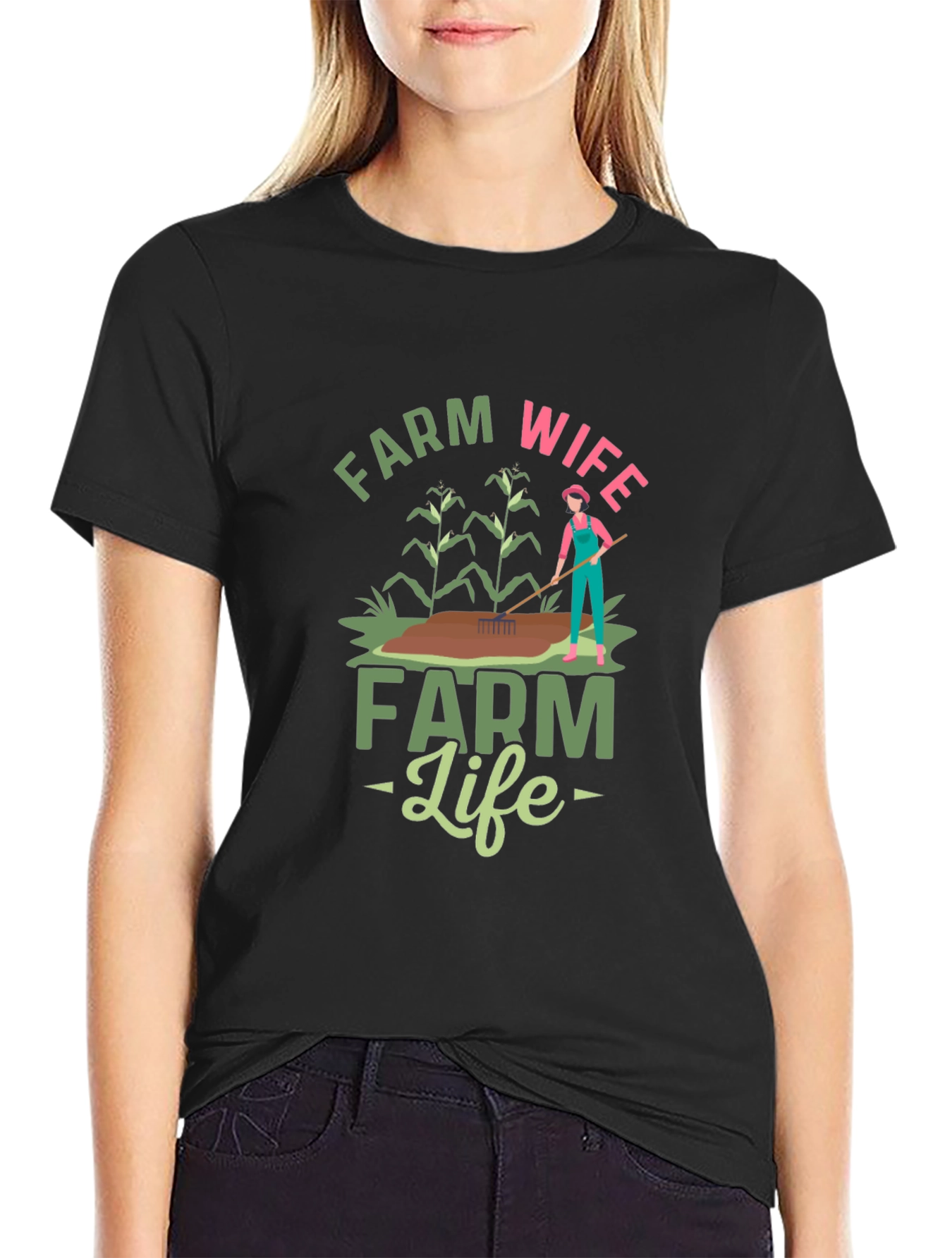 Farm Wife Farm Life Black T-Shirt