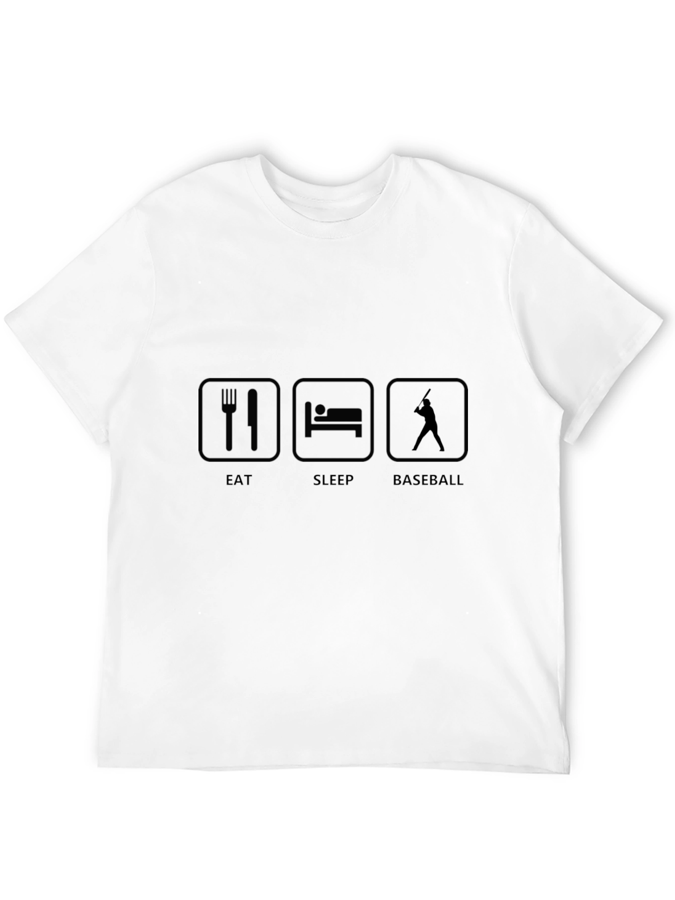 Eat Sleep Baseball Graphic Tee - Black Cotton T-Shirt