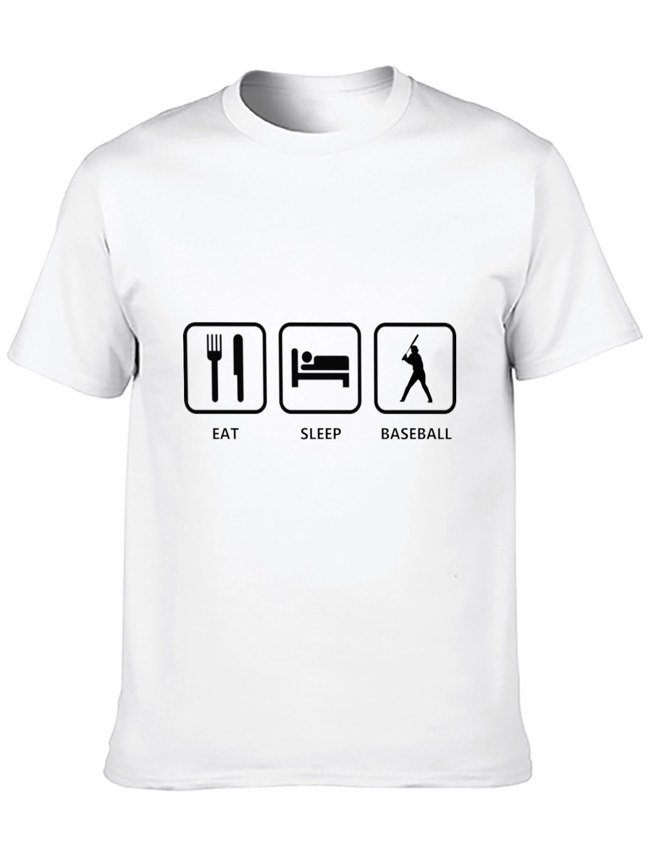 Eat Sleep Baseball Graphic Tee - Black Cotton T-Shirt