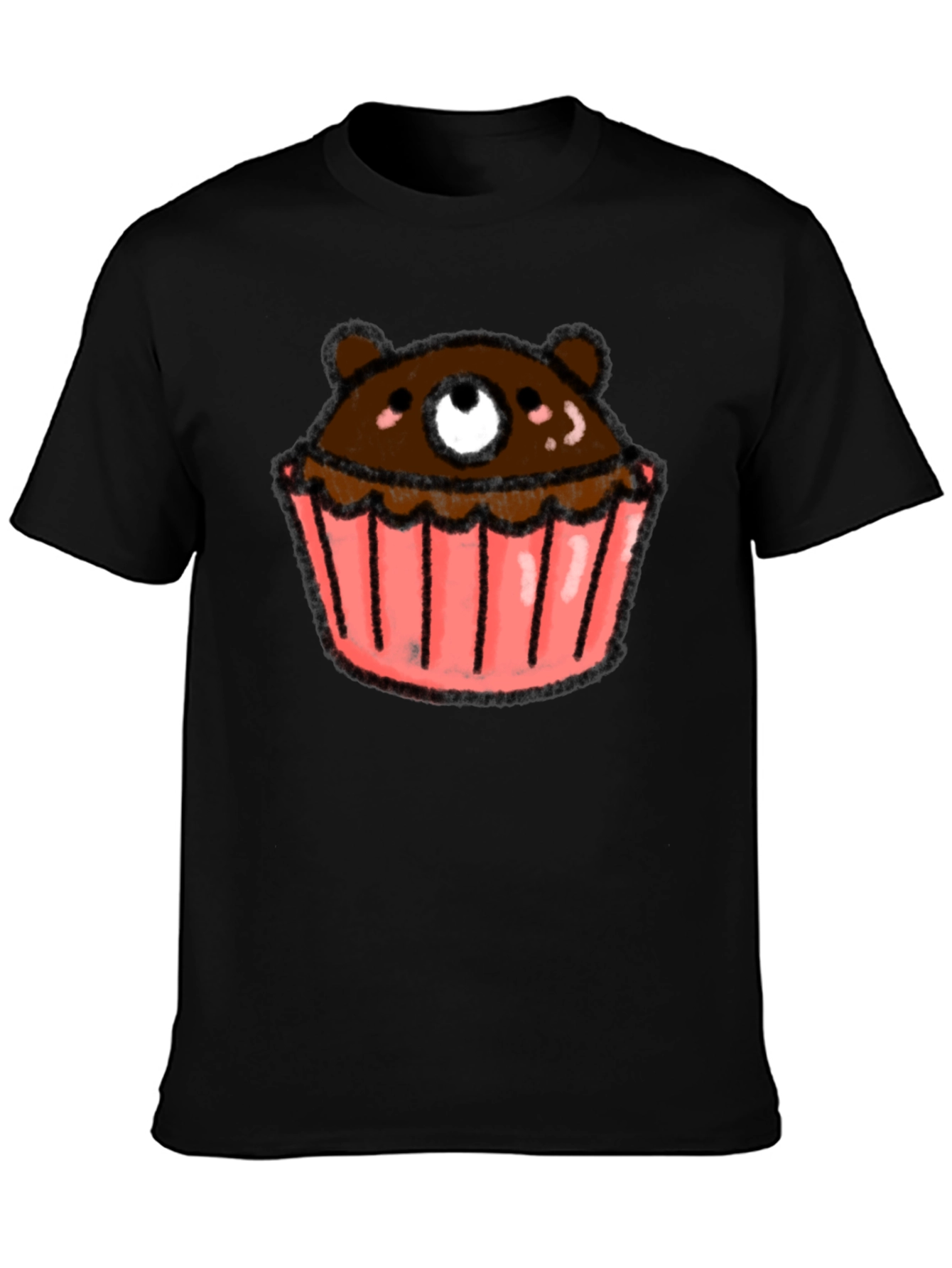 Bear Cupcake Graphic Tee - Black Cotton T-Shirt