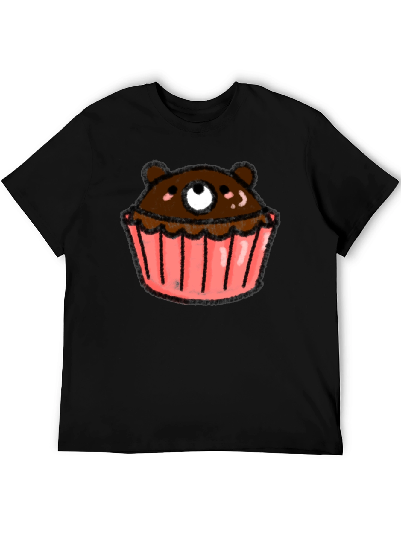 Bear Cupcake Graphic Tee - Black Cotton T-Shirt