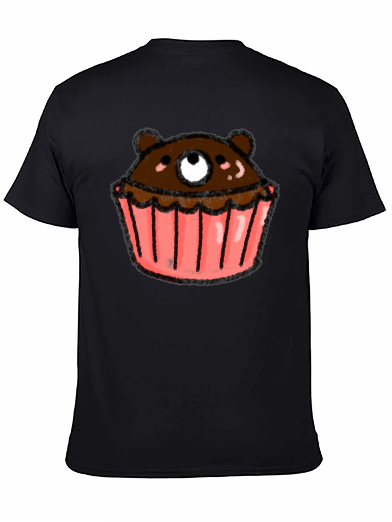 Bear Cupcake Graphic Tee - Black Cotton T-Shirt