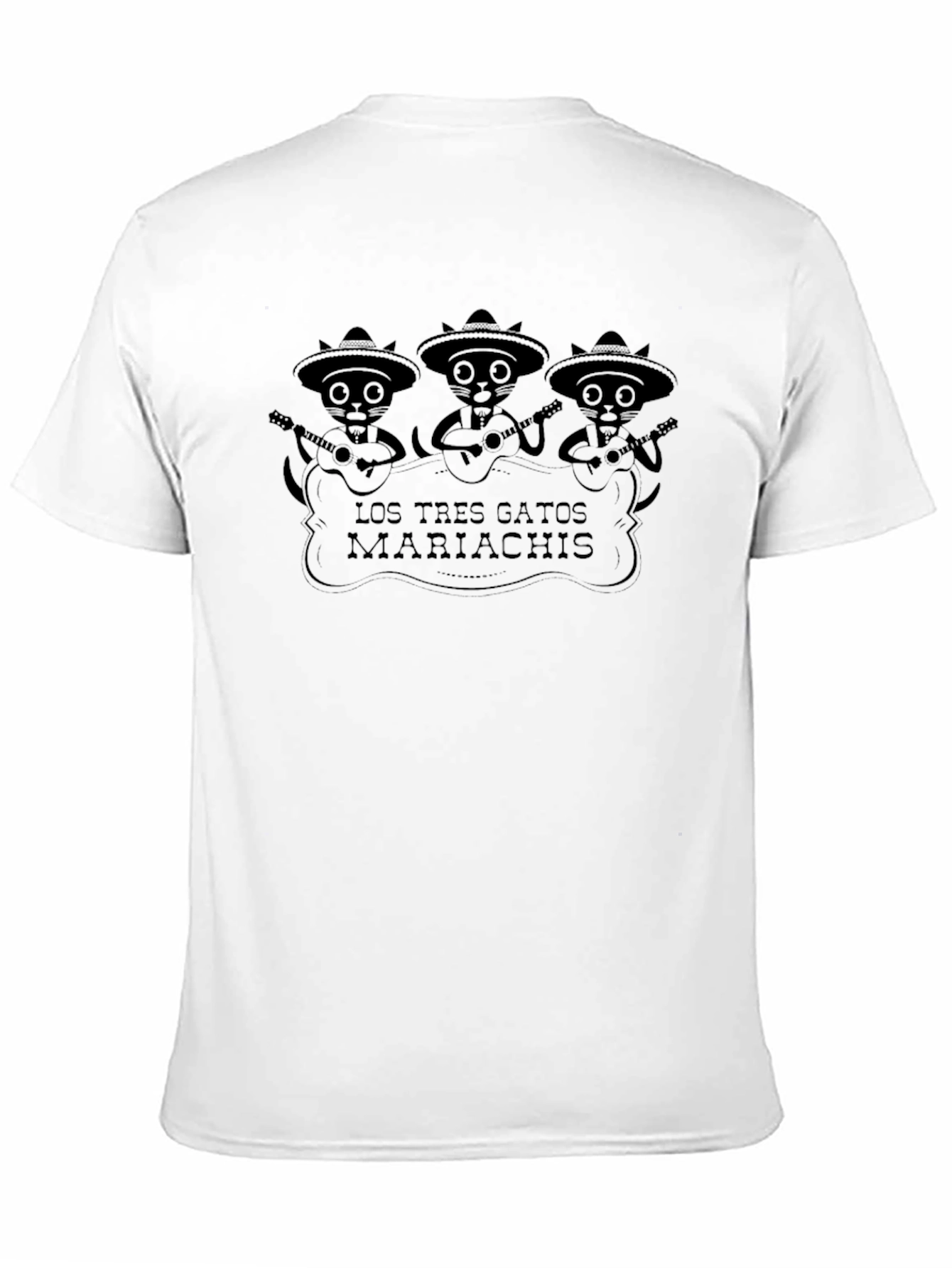 Los Tres Gatos Mariachis Black Graphic Tee