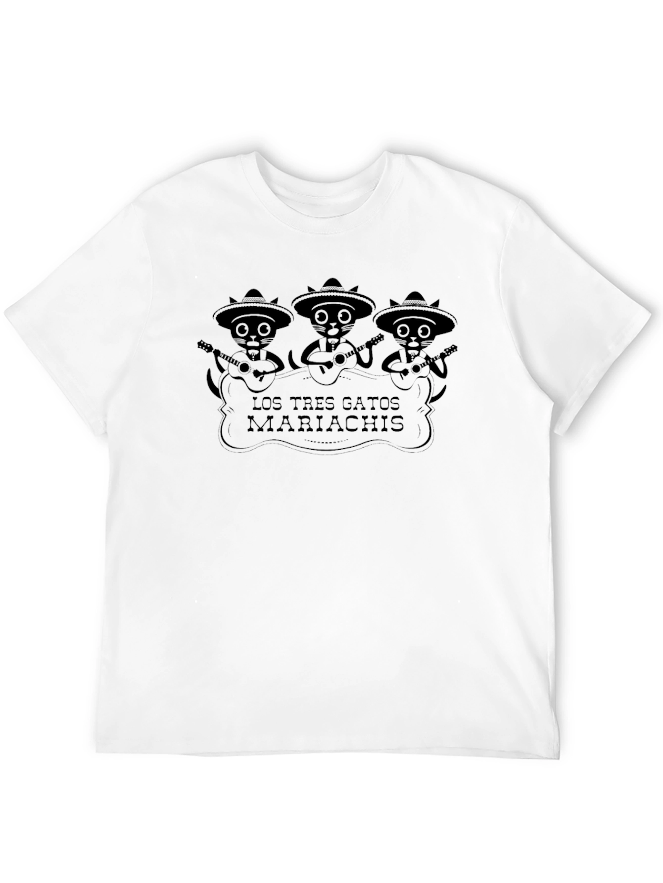 Los Tres Gatos Mariachis Black Graphic Tee