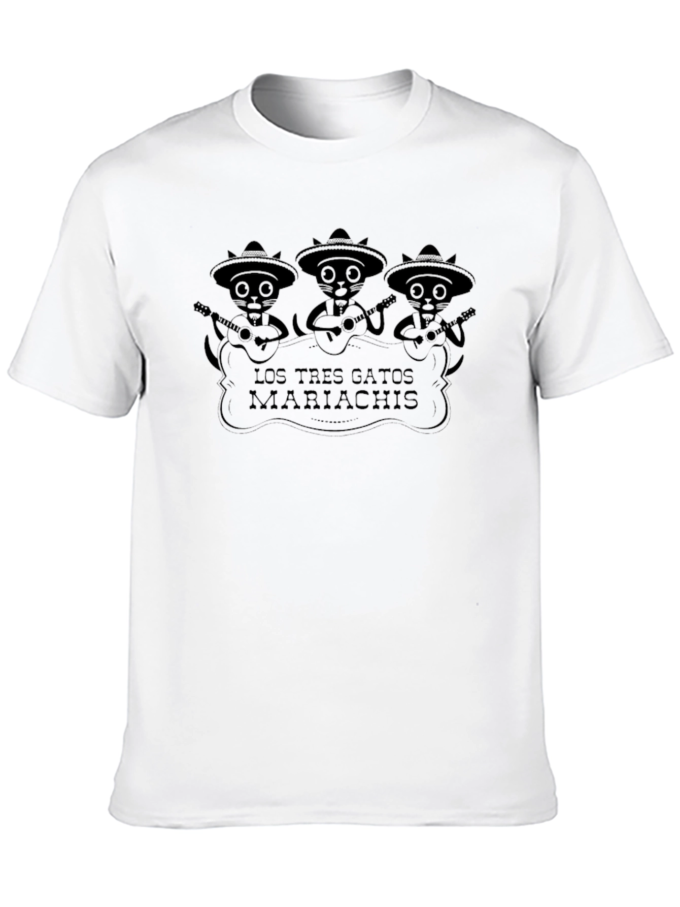 Los Tres Gatos Mariachis Black Graphic Tee