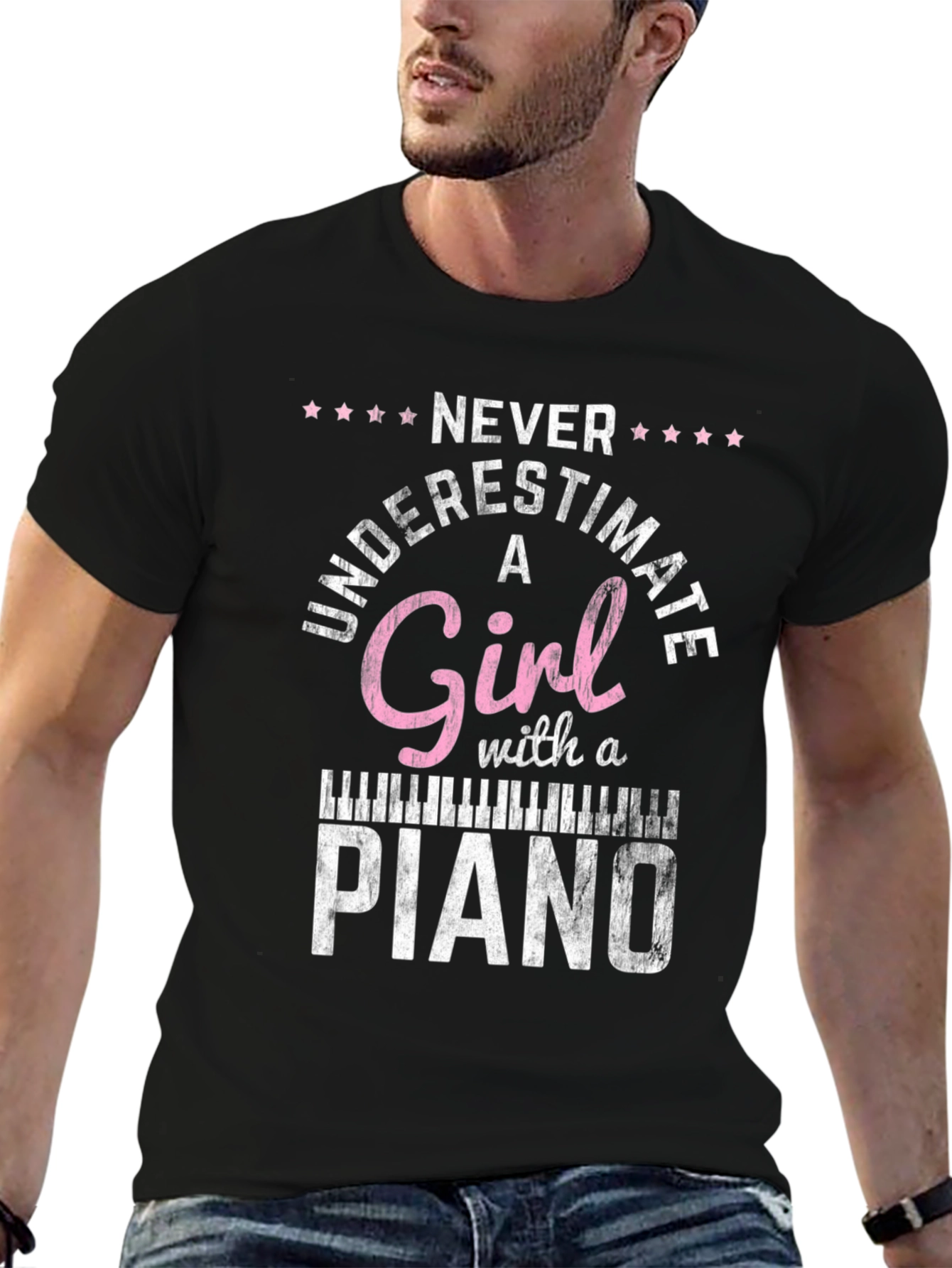 Never Underestimate a Girl with a Piano T-Shirt