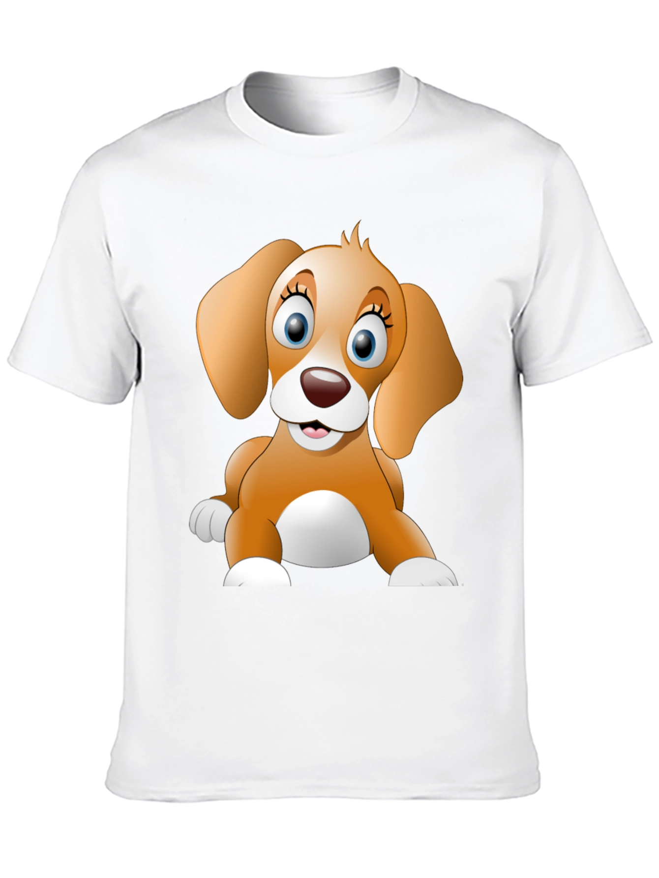 Cute Cartoon Dog Graphic Black T-Shirt