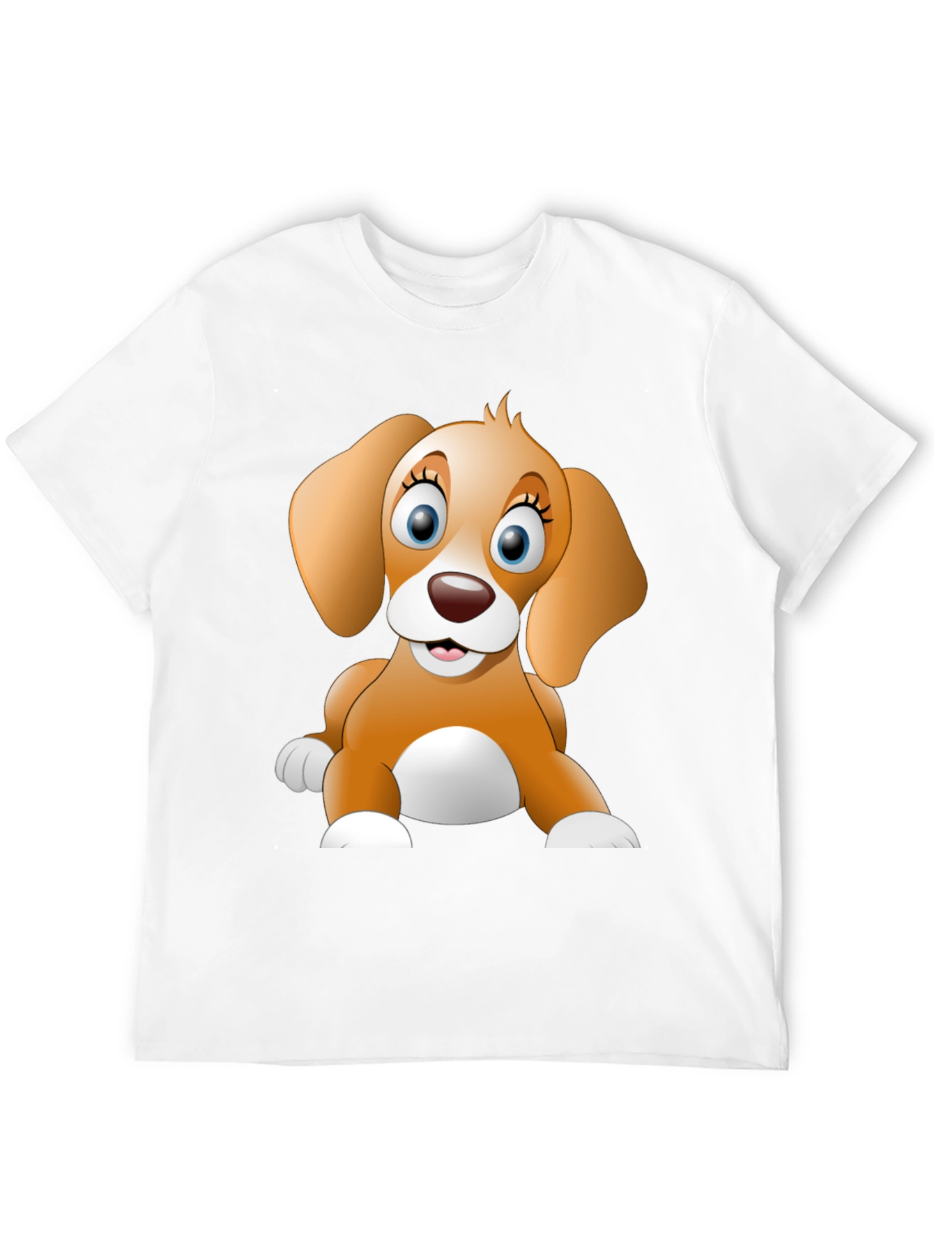 Cute Cartoon Dog Graphic Black T-Shirt