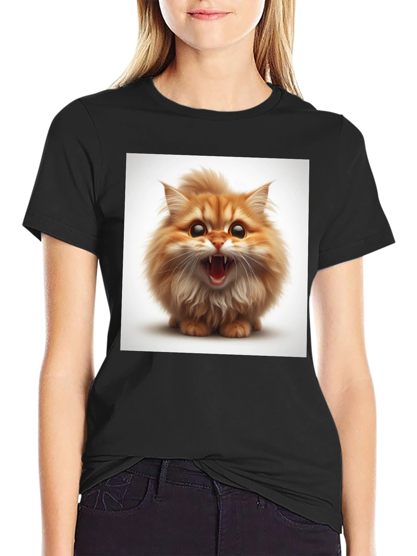 Angry Kitten Black T-Shirt