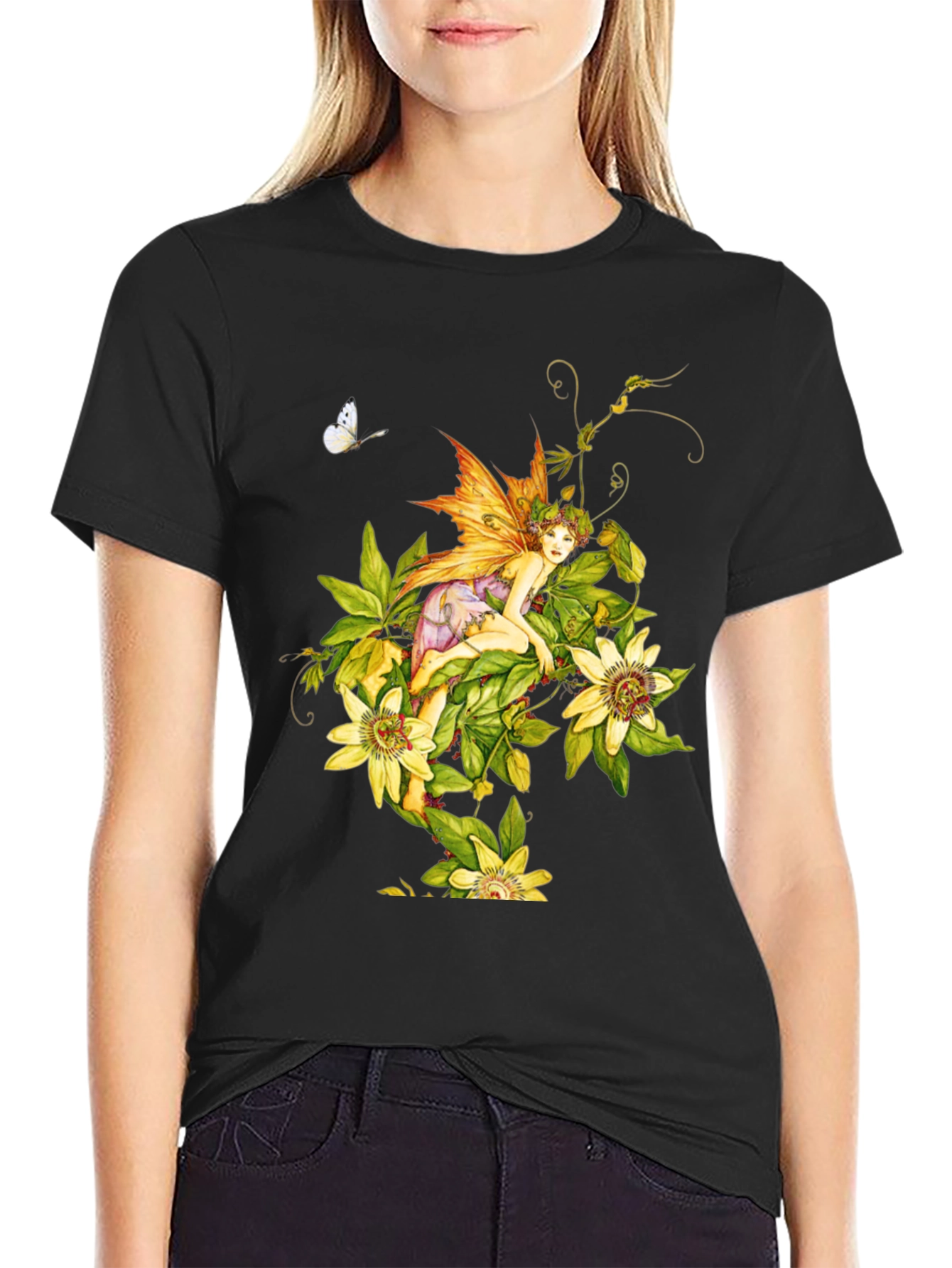 Floral Fairy Graphic Tee - Unique Design