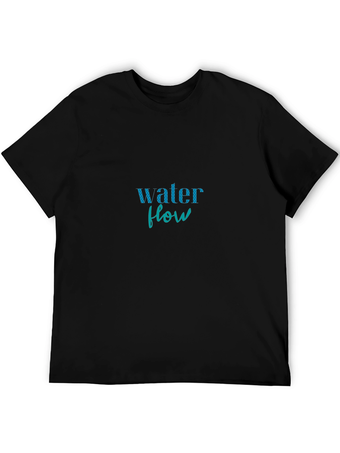 Water Flow Graphic Print Black T-Shirt