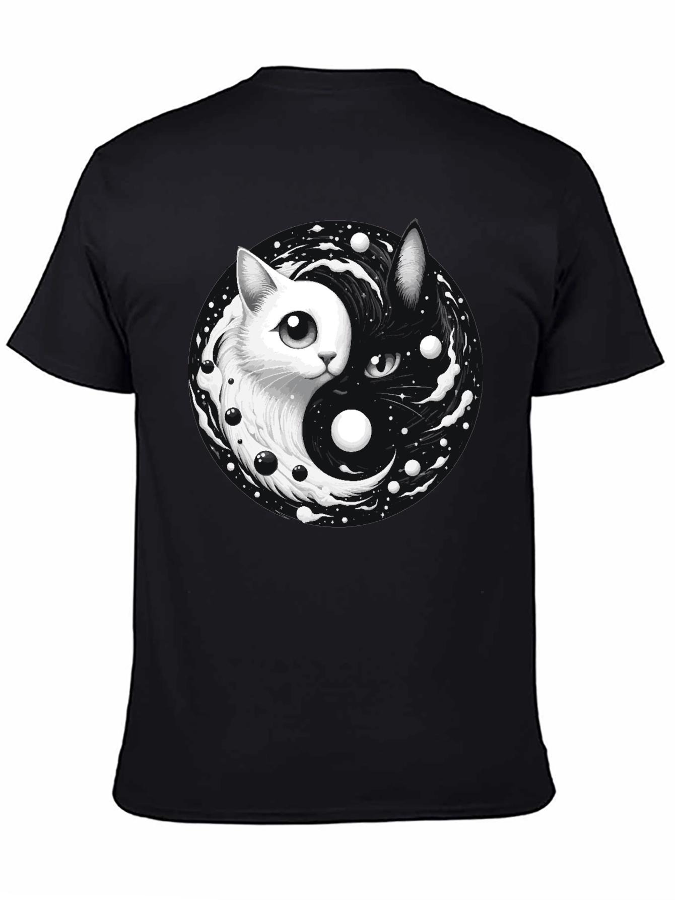 Yin Yang Cat Graphic T-Shirt - Balance & Style