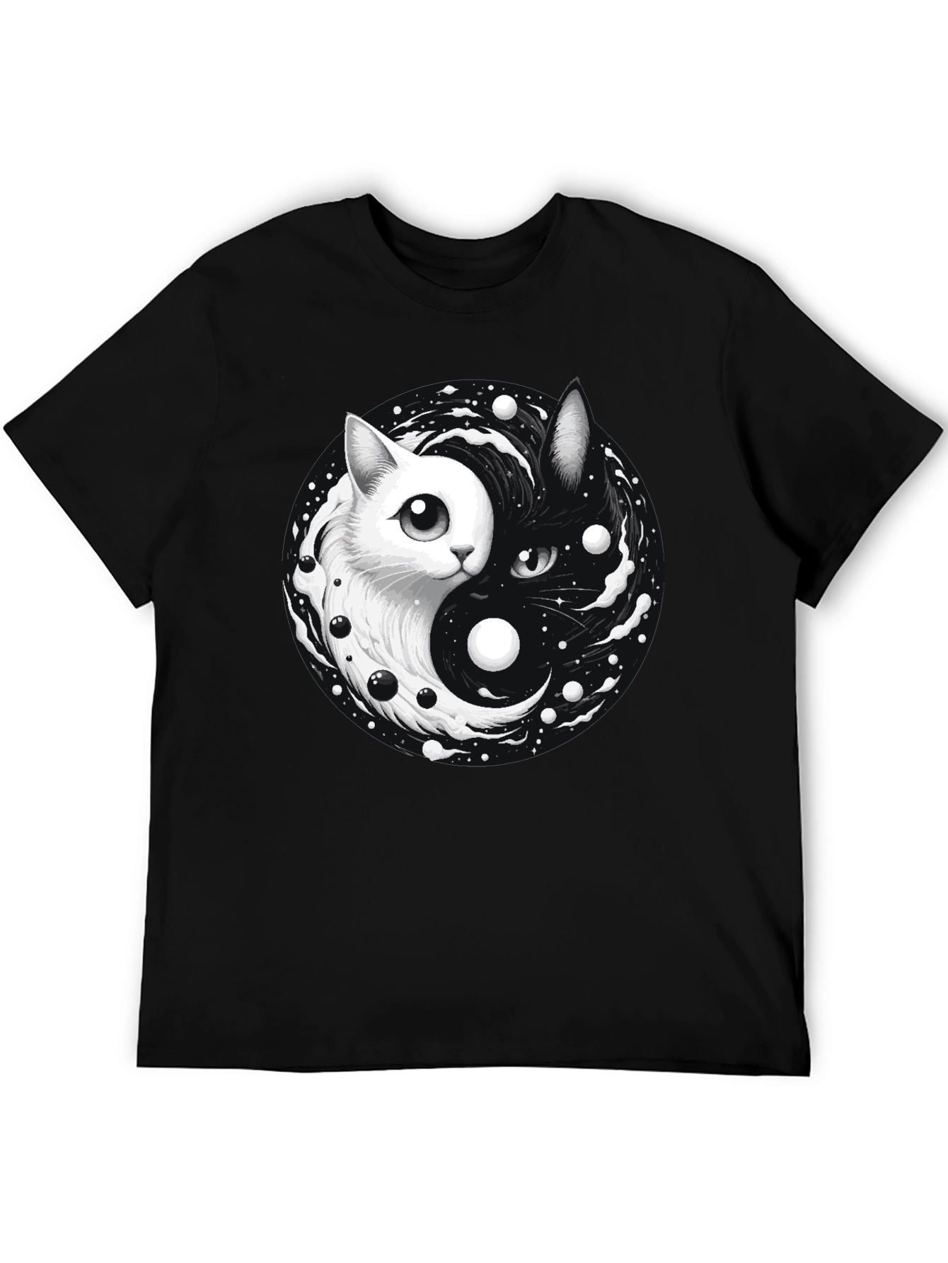 Yin Yang Cat Graphic T-Shirt - Balance & Style