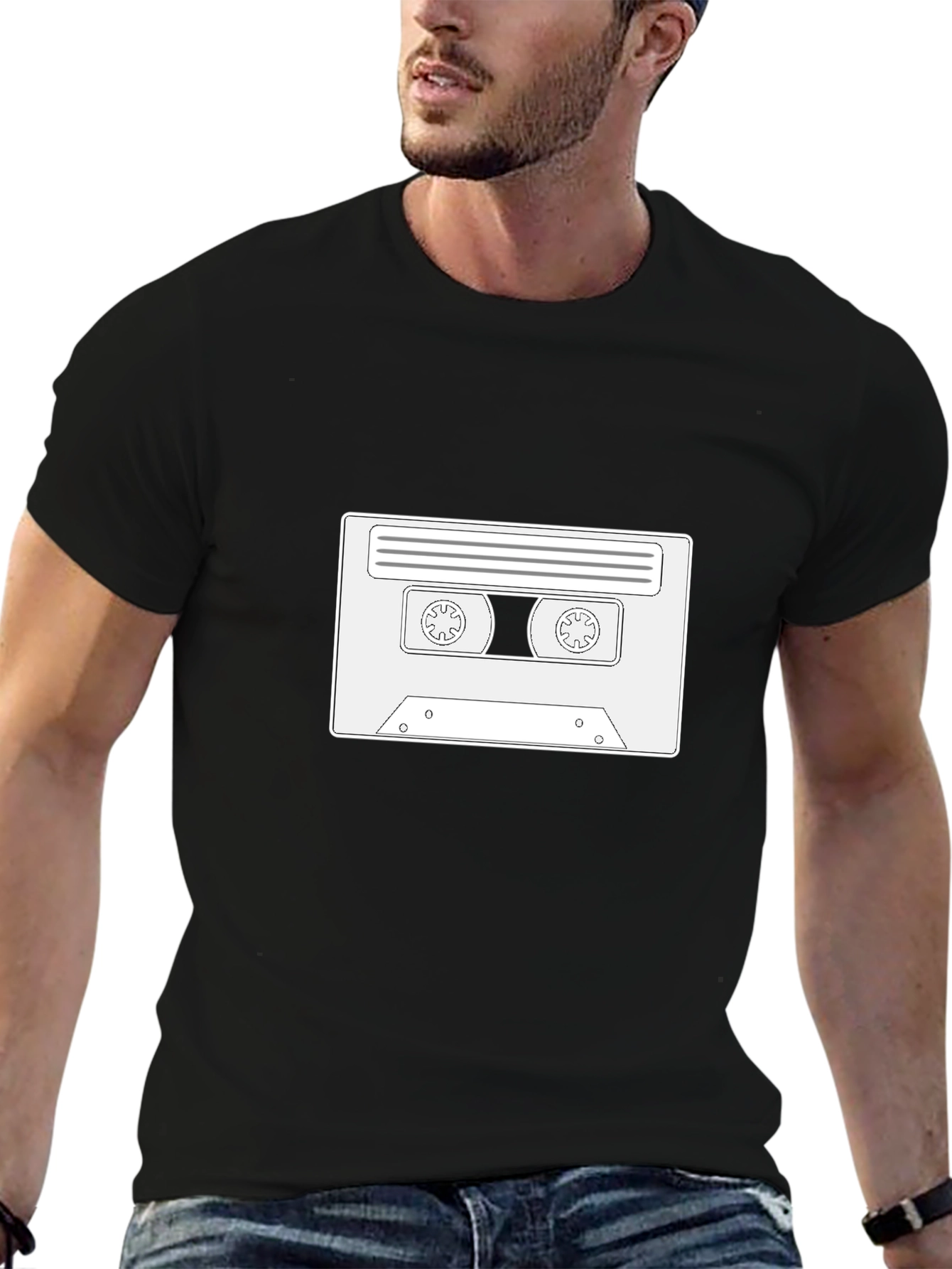 Retro Cassette Tape Graphic T-Shirt - Black
