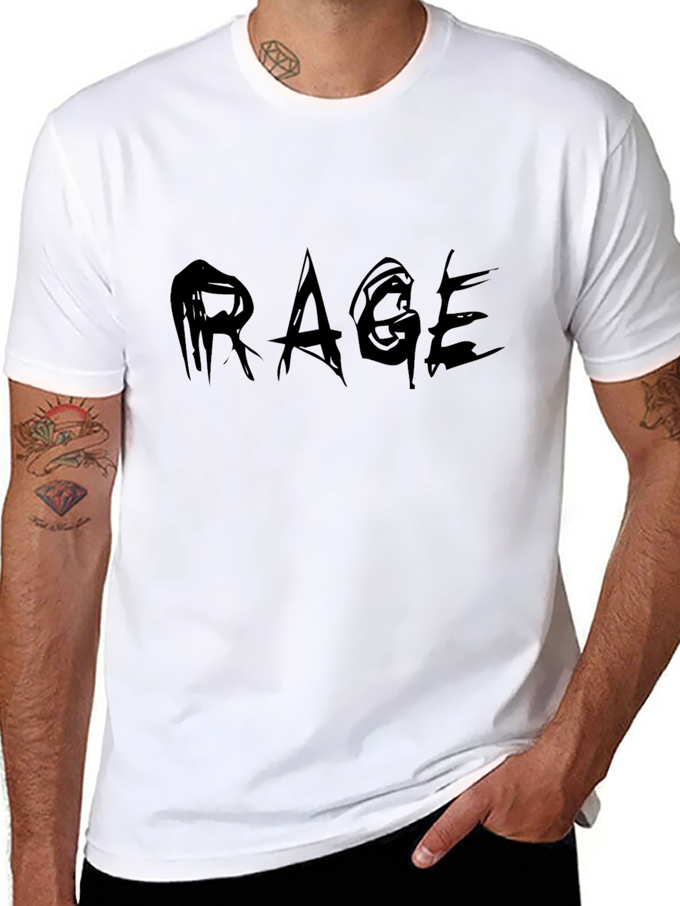 Rage Graphic Print T-Shirt - Black Cotton Tee