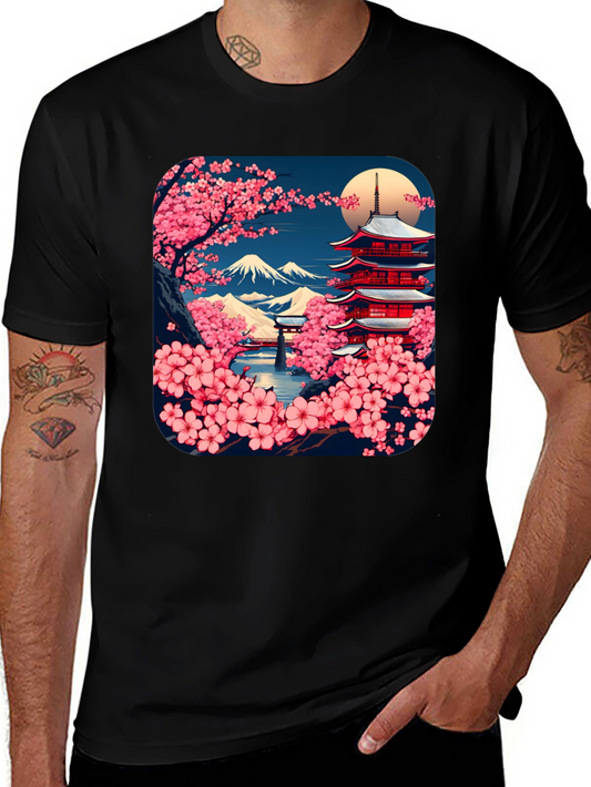 Japanese Cherry Blossom Pagoda T-Shirt