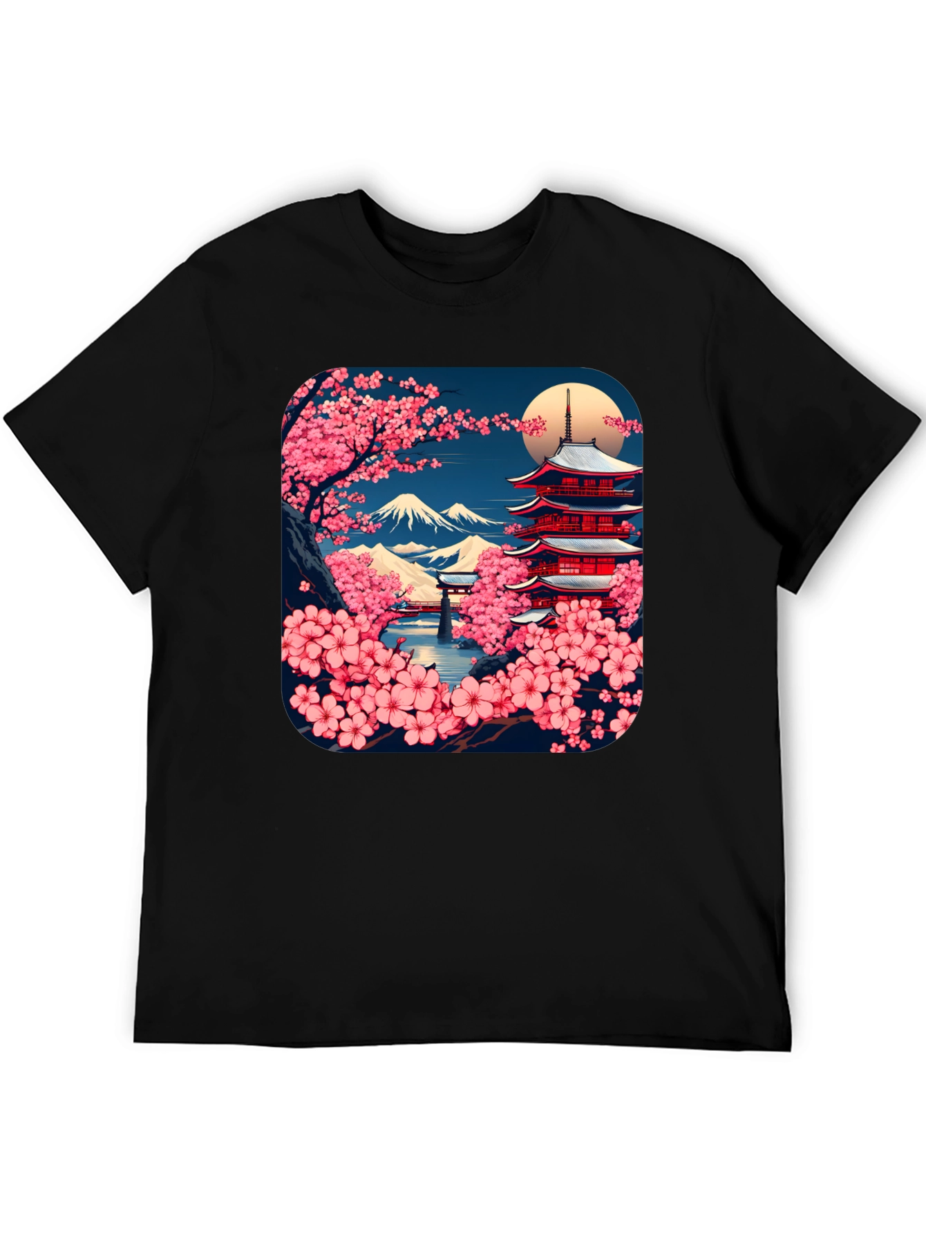Japanese Cherry Blossom Pagoda T-Shirt