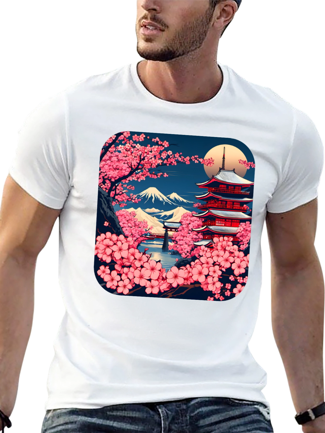Japanese Cherry Blossom Pagoda T-Shirt