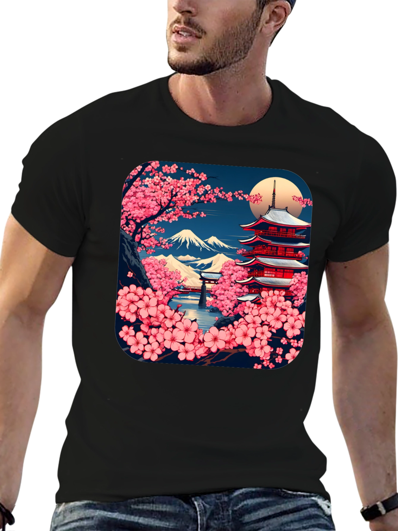 Japanese Cherry Blossom Pagoda T-Shirt