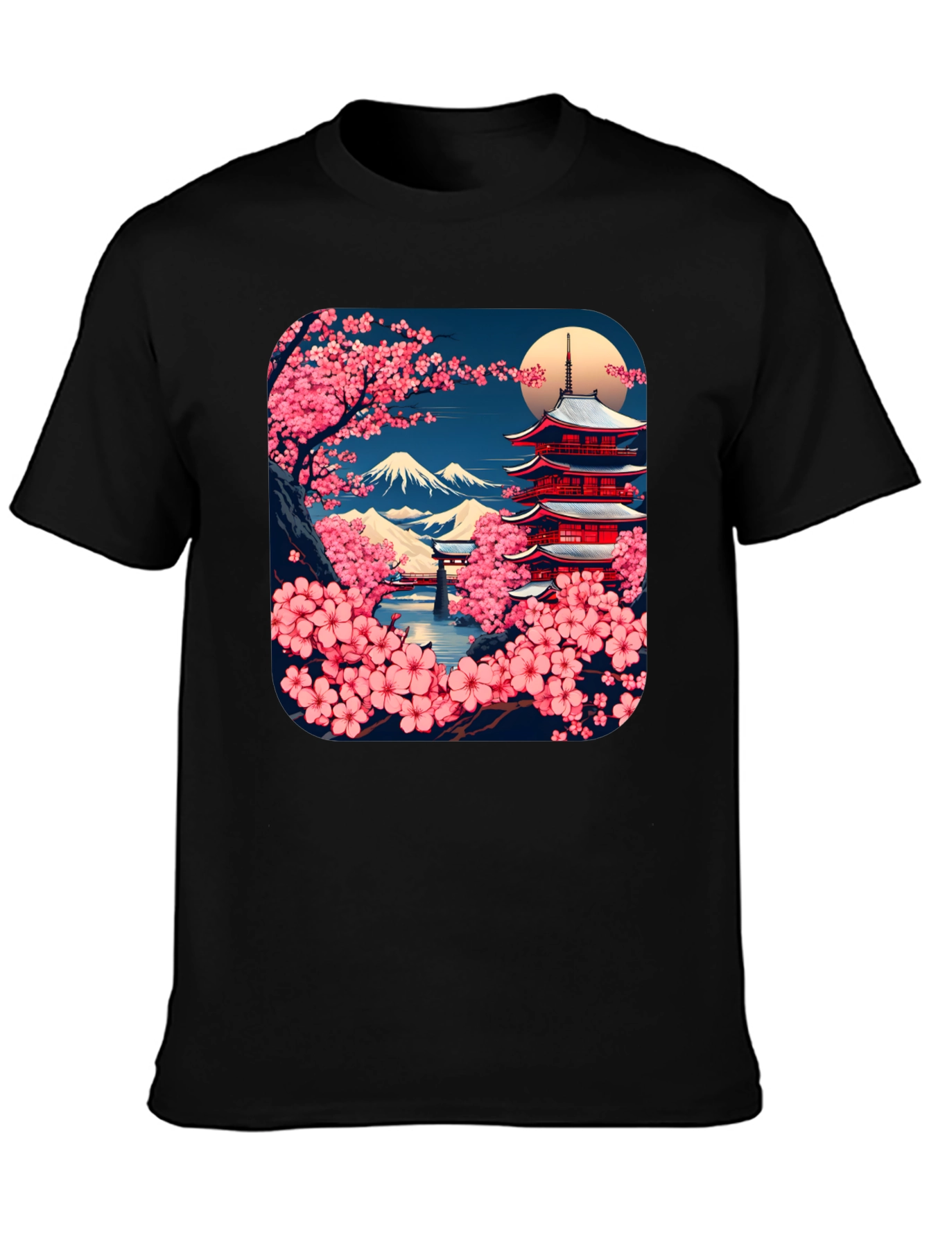 Japanese Cherry Blossom Pagoda T-Shirt