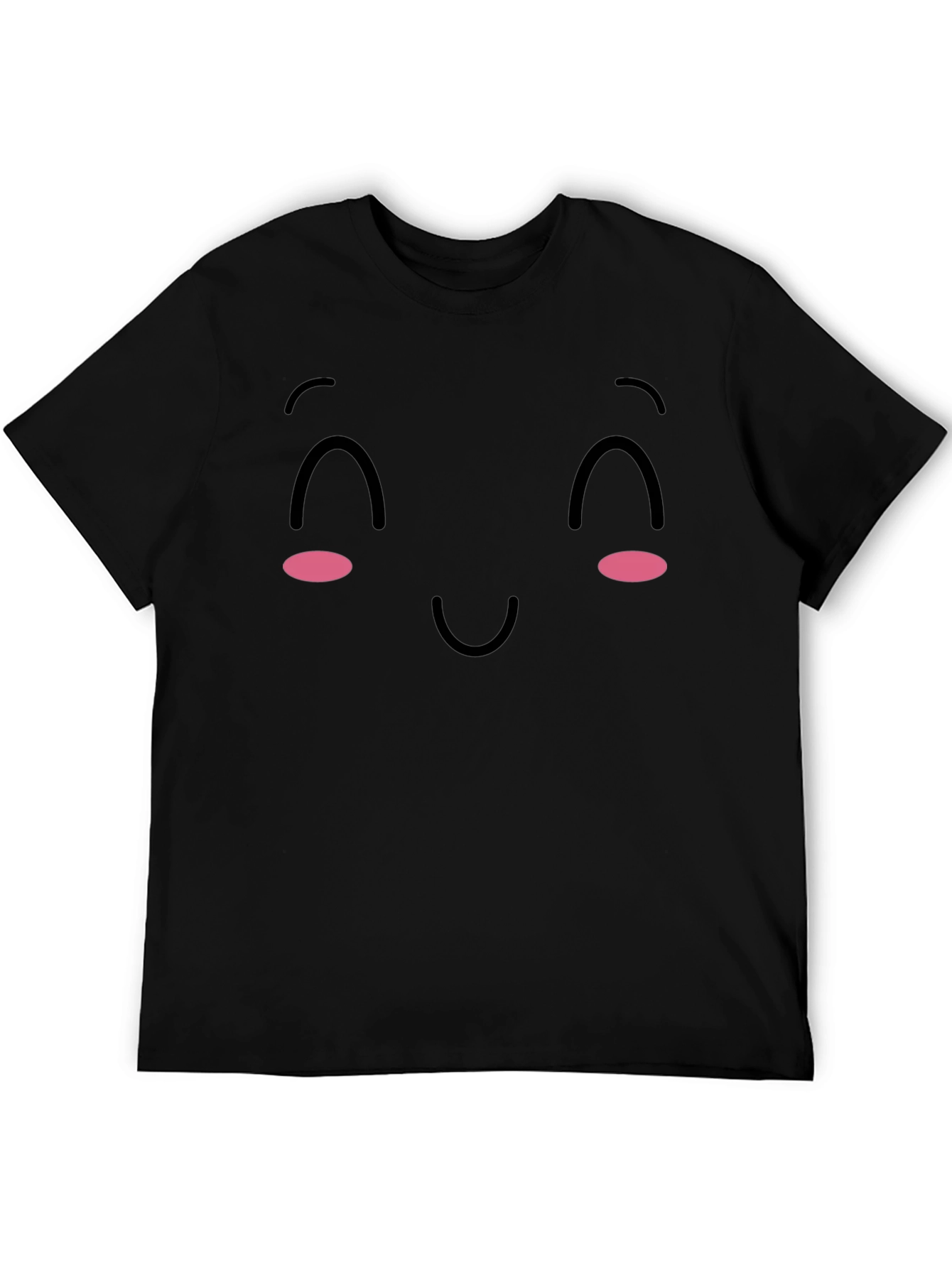 Cute Kawaii Face Black T-Shirt