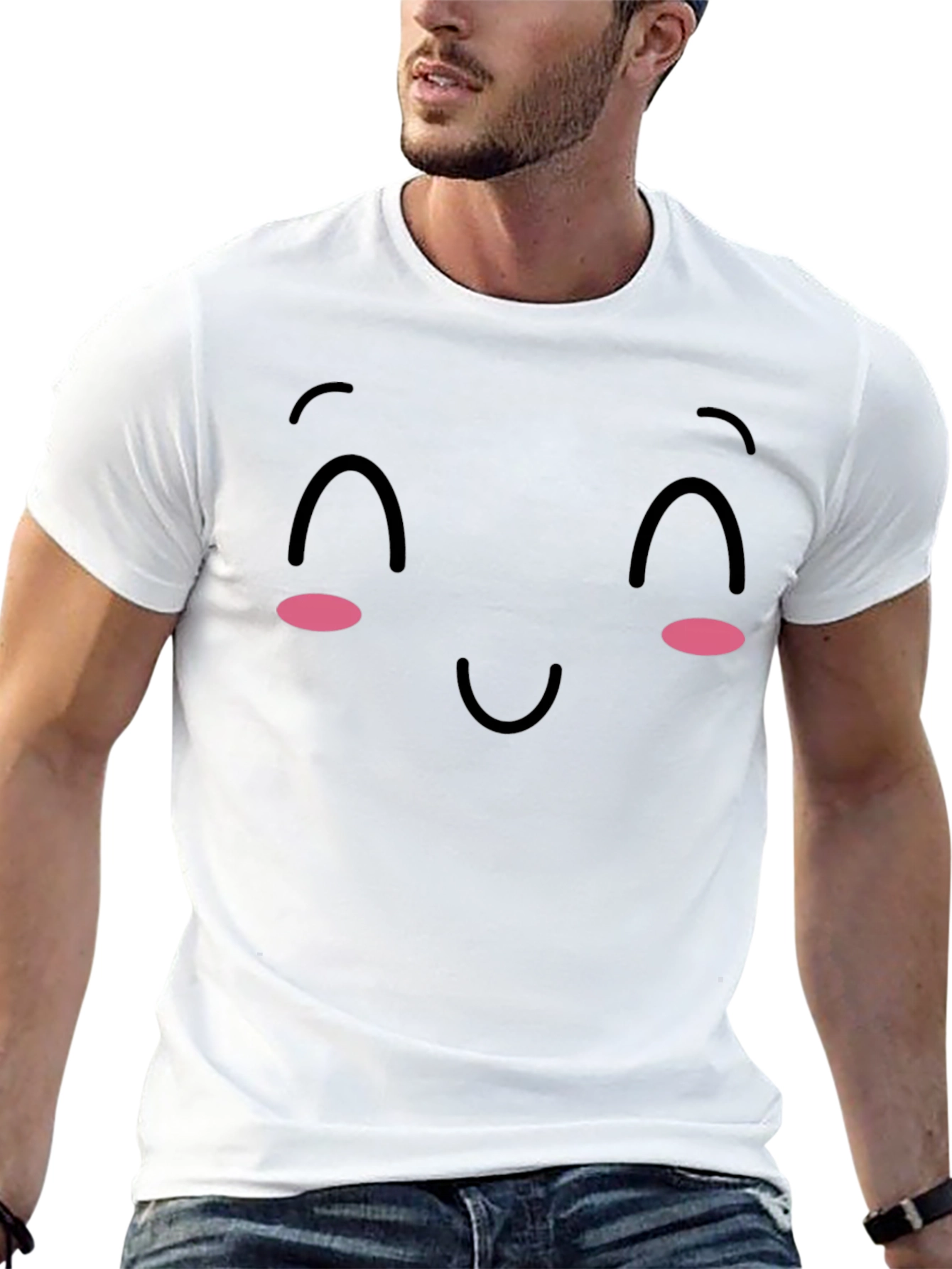 Cute Kawaii Face Black T-Shirt