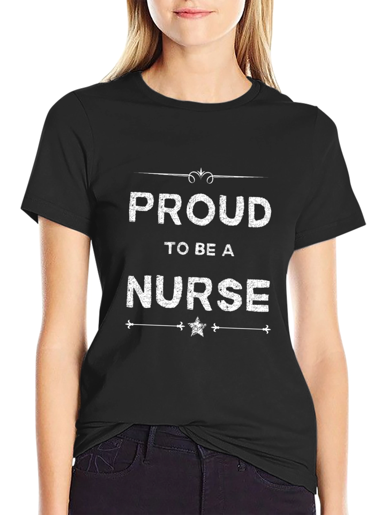 Proud Nurse Graphic Tee - Black Cotton T-Shirt