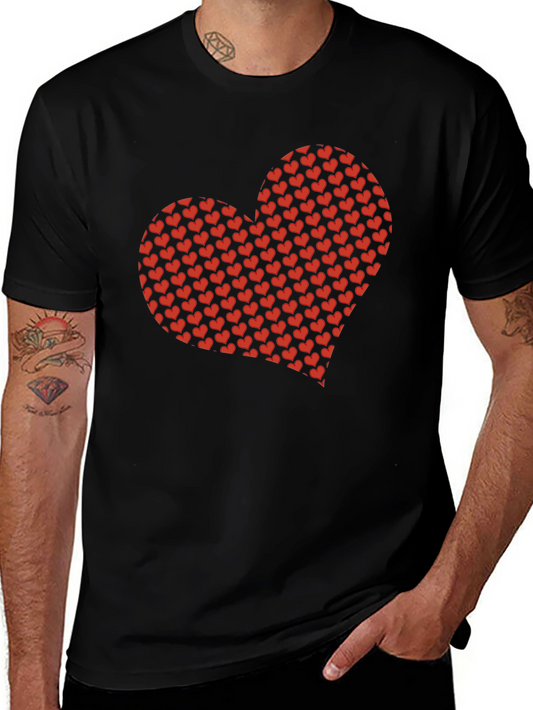 Heart Pattern Black T-Shirt