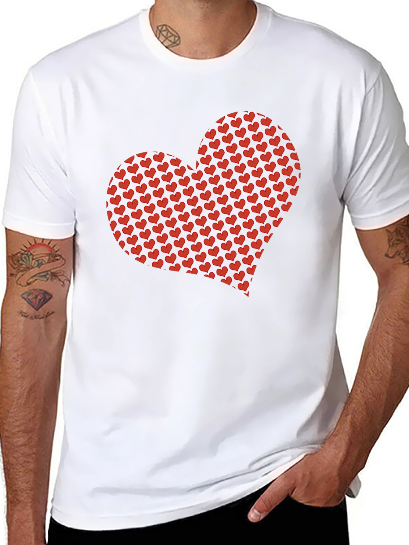Heart Pattern Black T-Shirt