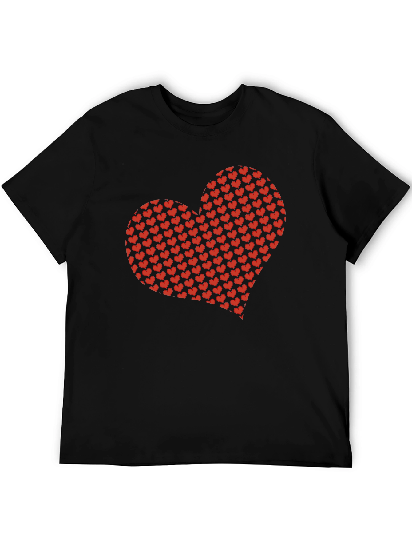 Heart Pattern Black T-Shirt