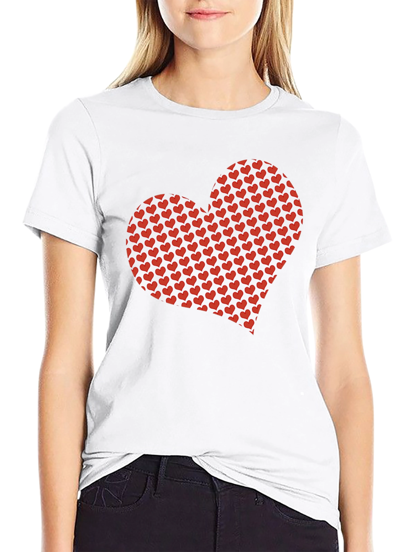 Heart Pattern Black T-Shirt