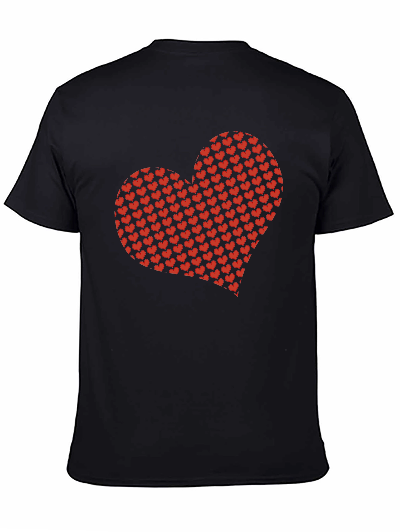 Heart Pattern Black T-Shirt