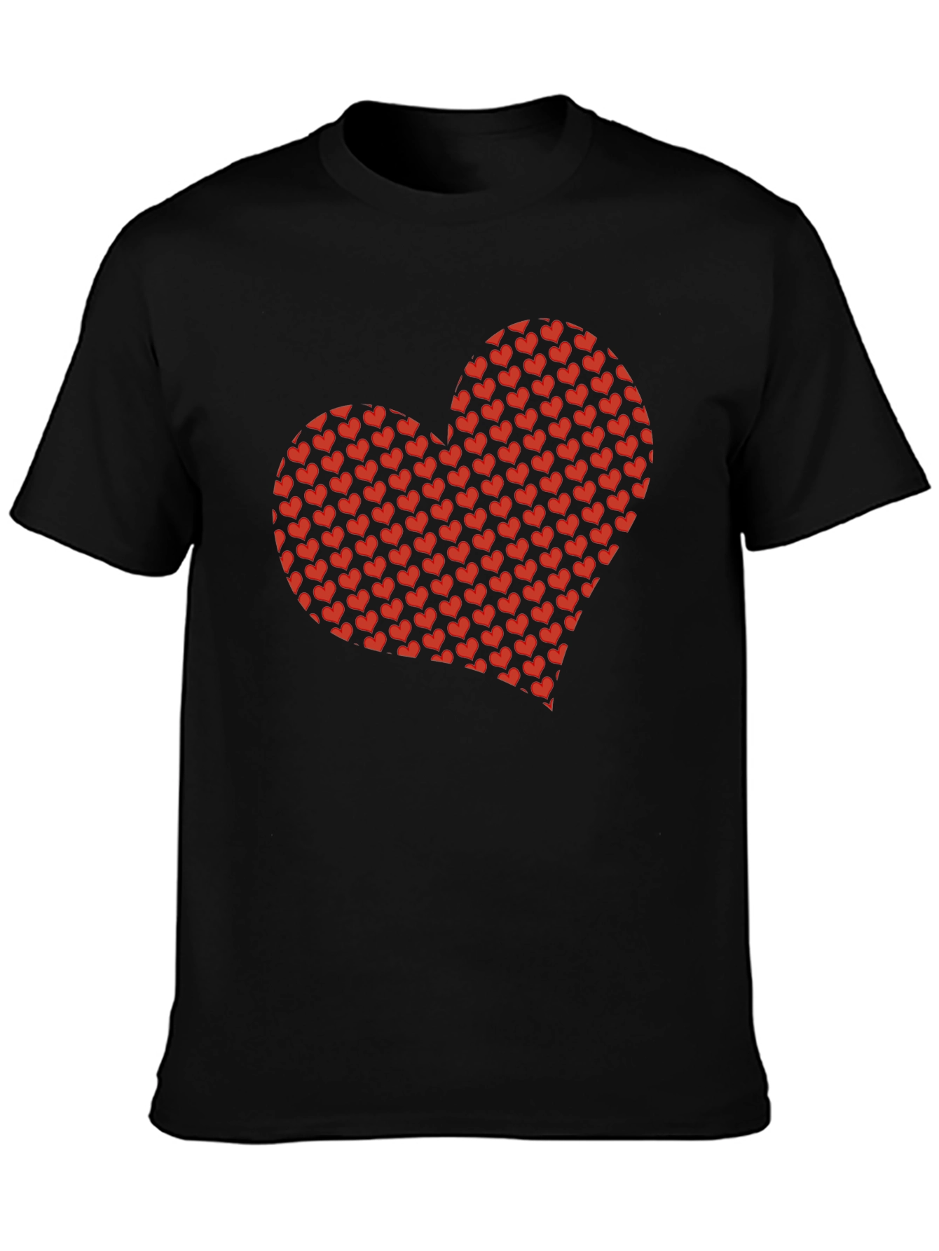 Heart Pattern Black T-Shirt