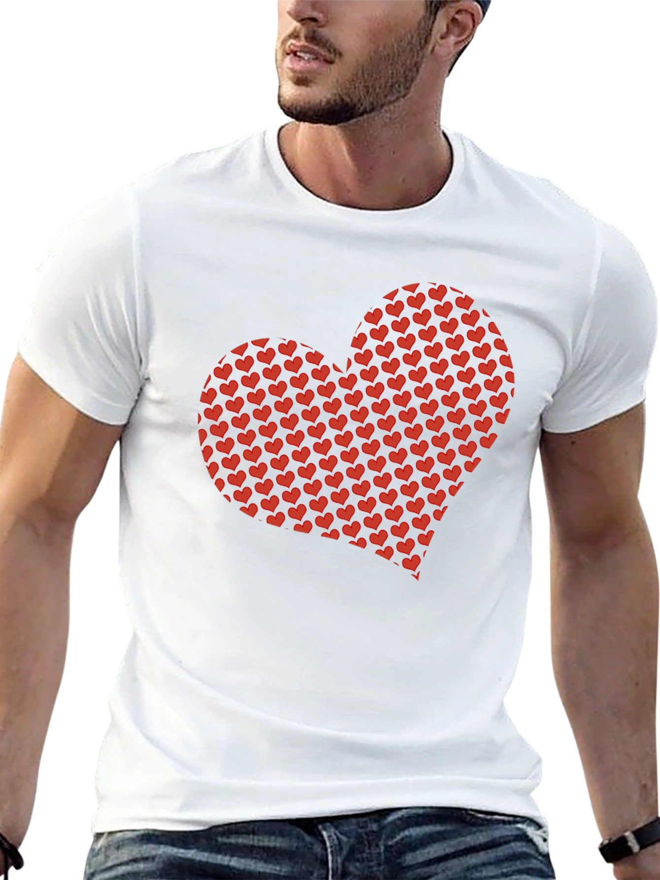 Heart Pattern Black T-Shirt