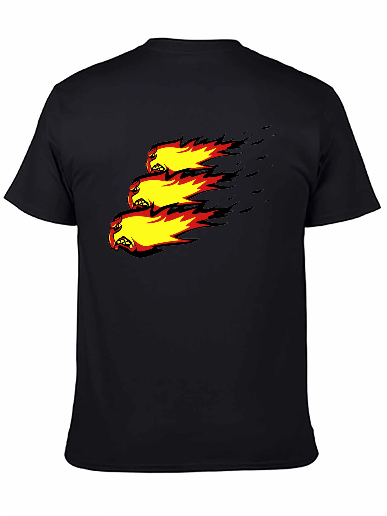 Fiery Angry Ball Graphic Black T-Shirt