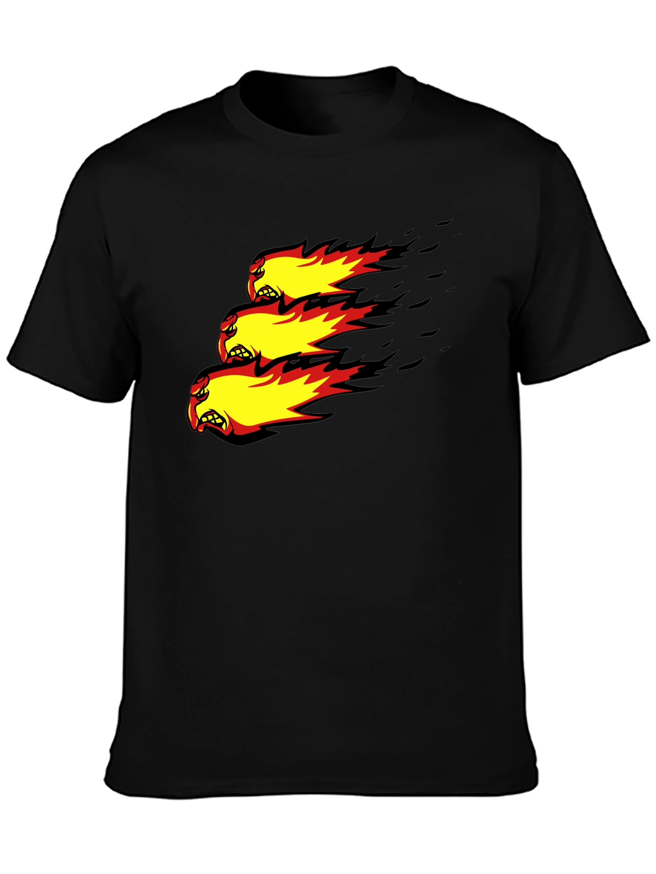 Fiery Angry Ball Graphic Black T-Shirt