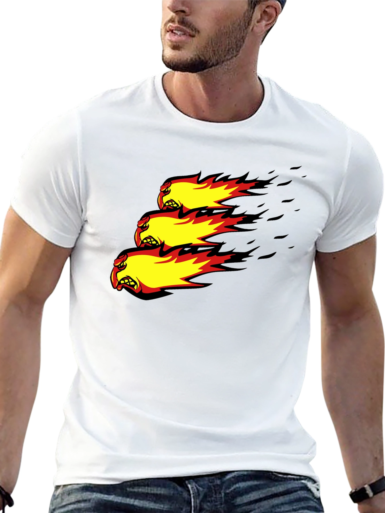 Fiery Angry Ball Graphic Black T-Shirt