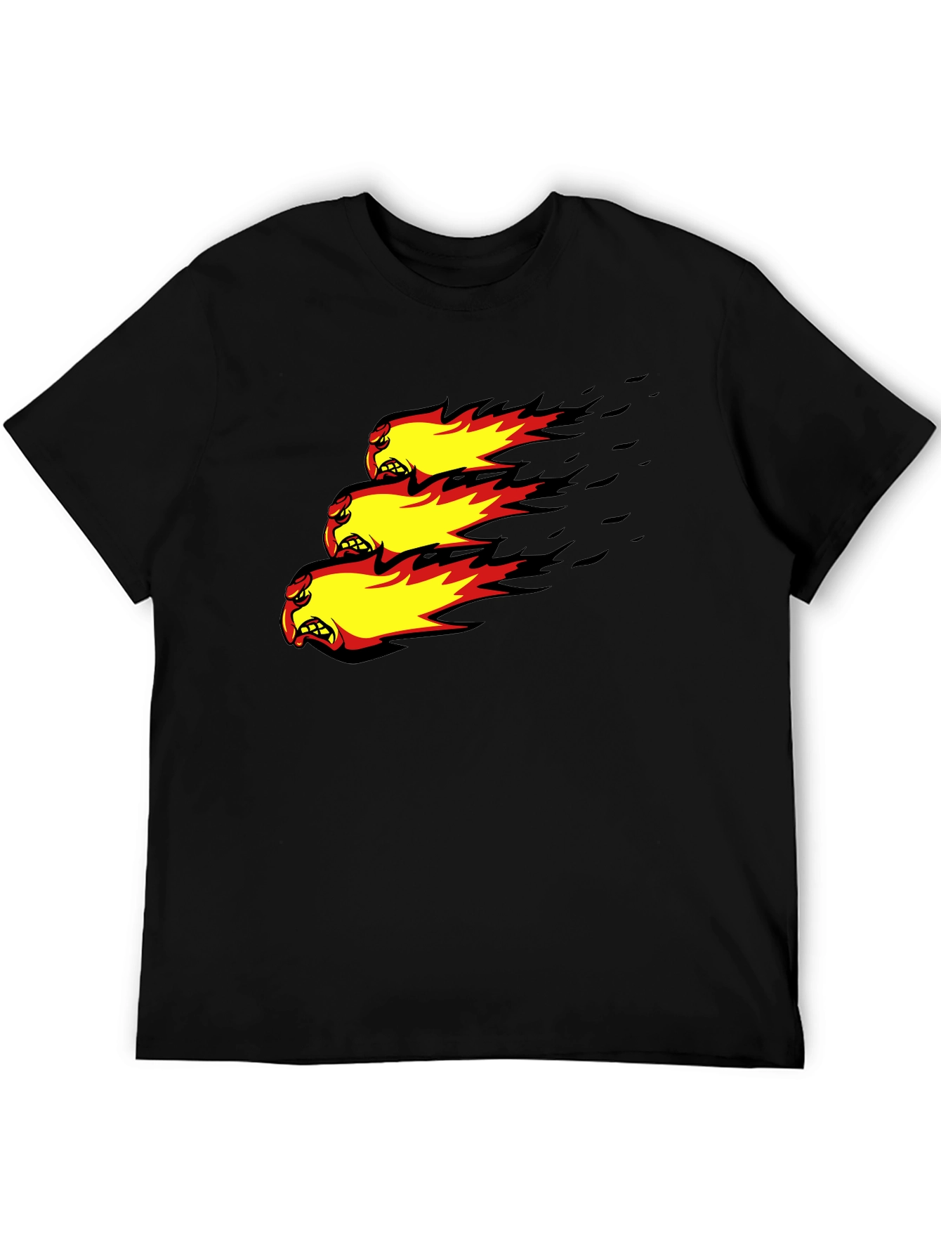 Fiery Angry Ball Graphic Black T-Shirt