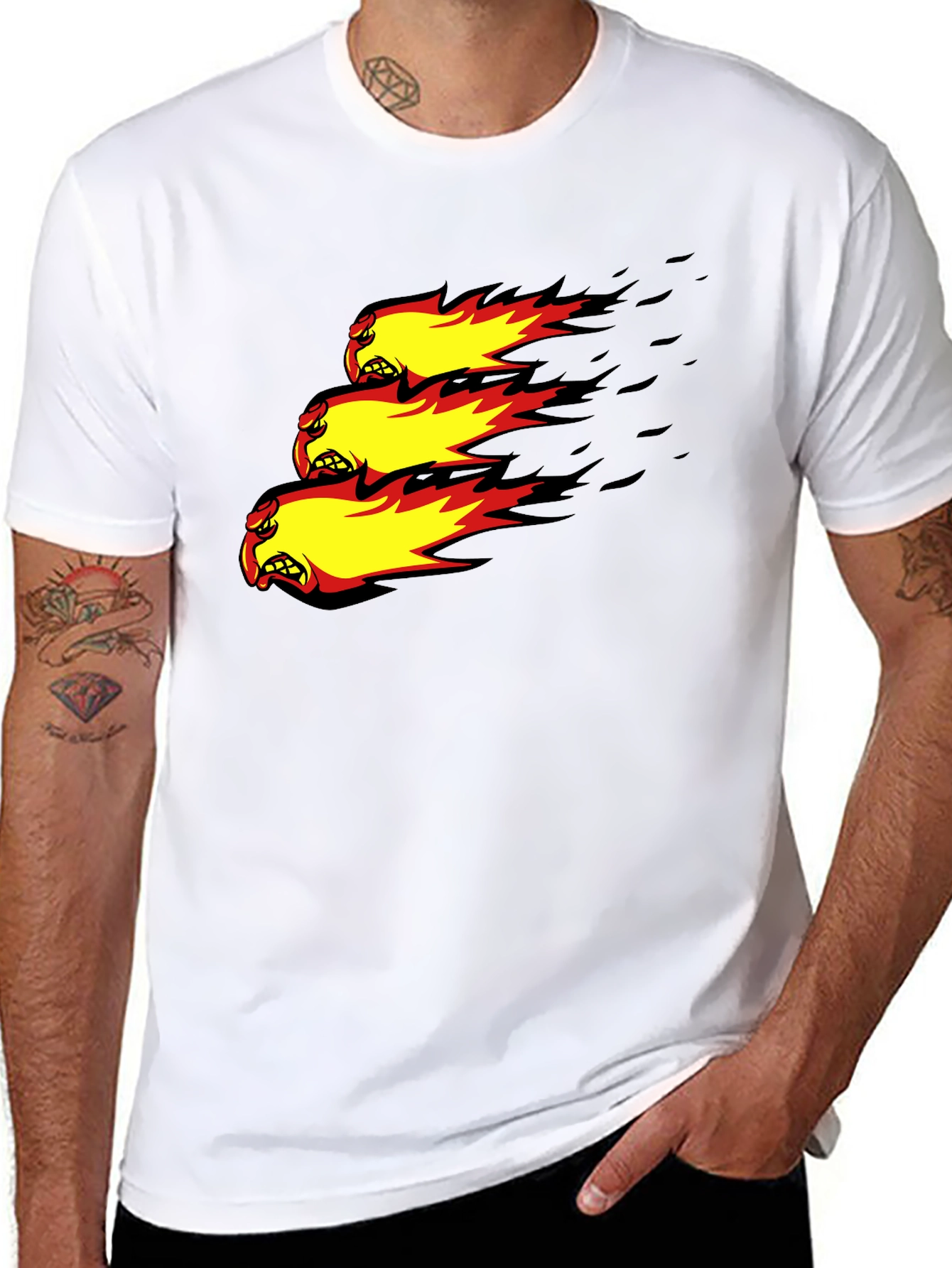Fiery Angry Ball Graphic Black T-Shirt